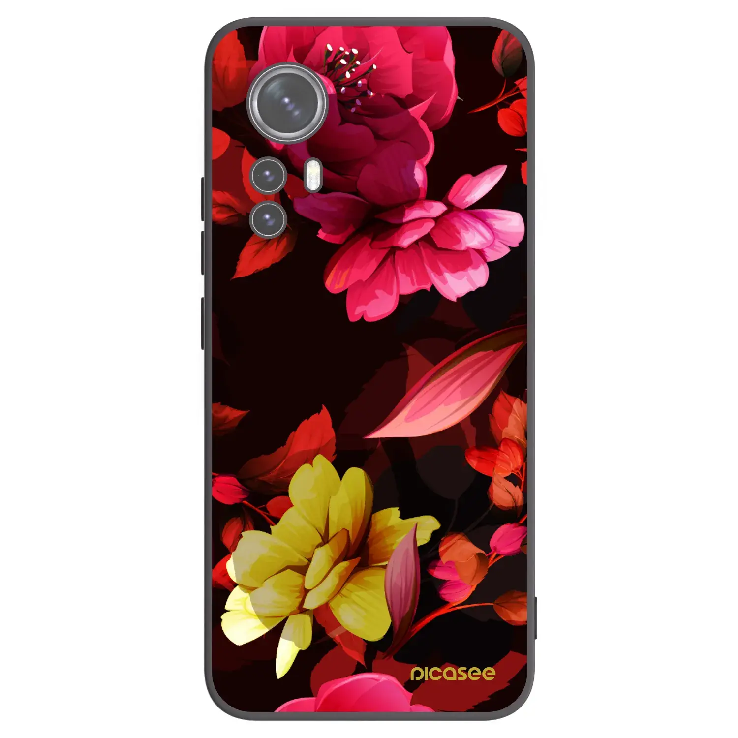 Silikonový černý obal pro Xiaomi 12X - Dark Peonny