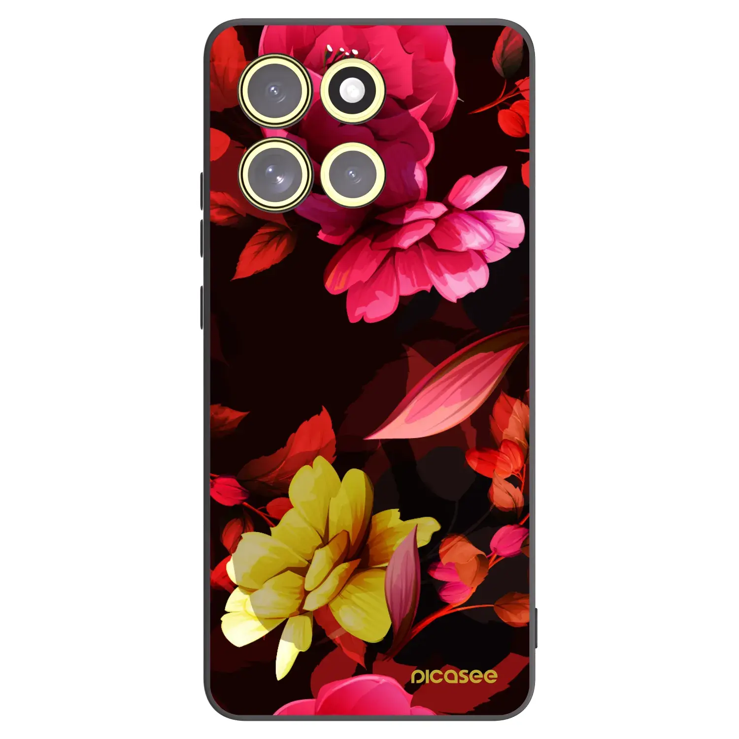Silikonový černý obal pro Motorola Moto G86 Power 5G - Dark Peonny