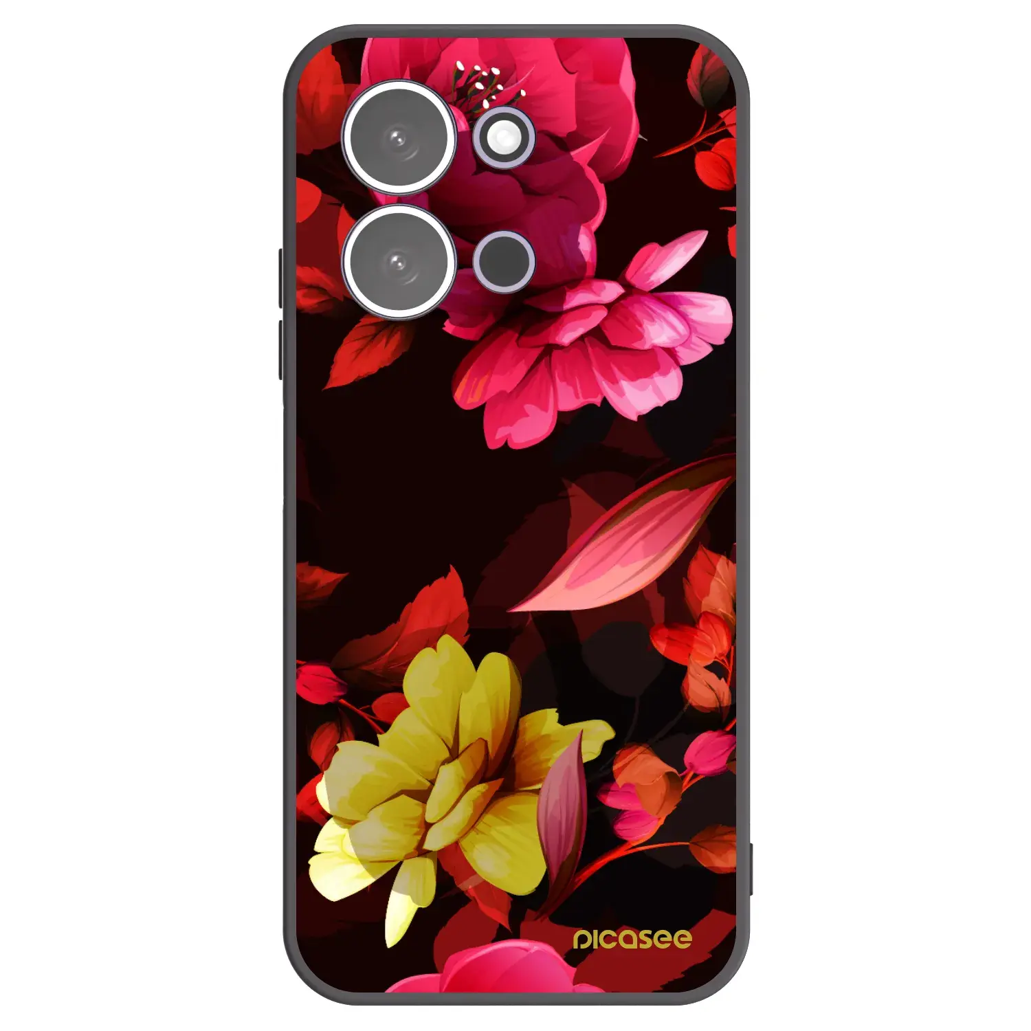 Silikonový černý obal pro Xiaomi Redmi 15C 5G - Dark Peonny