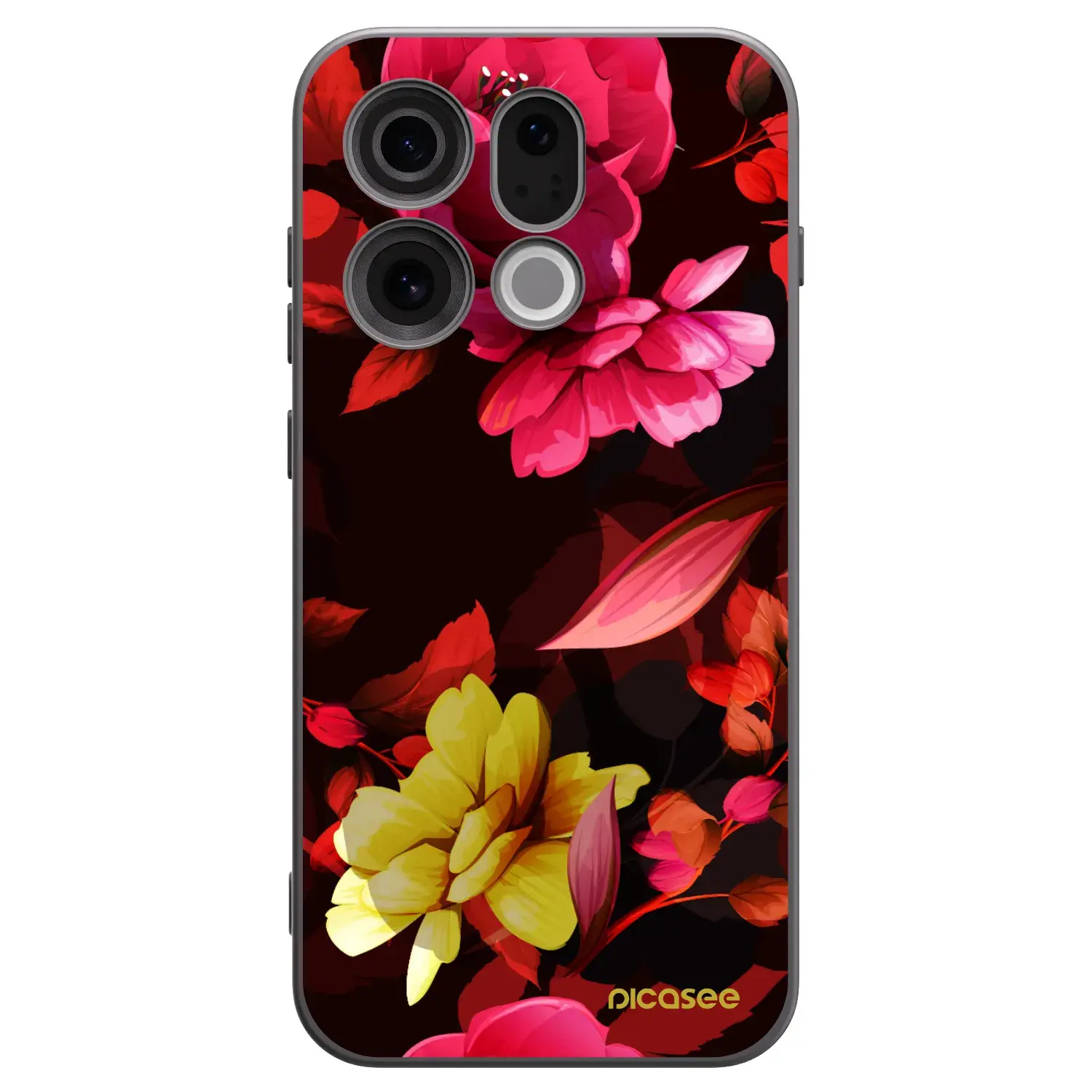 Silikonový černý obal pro OPPO Find X9 - Dark Peonny