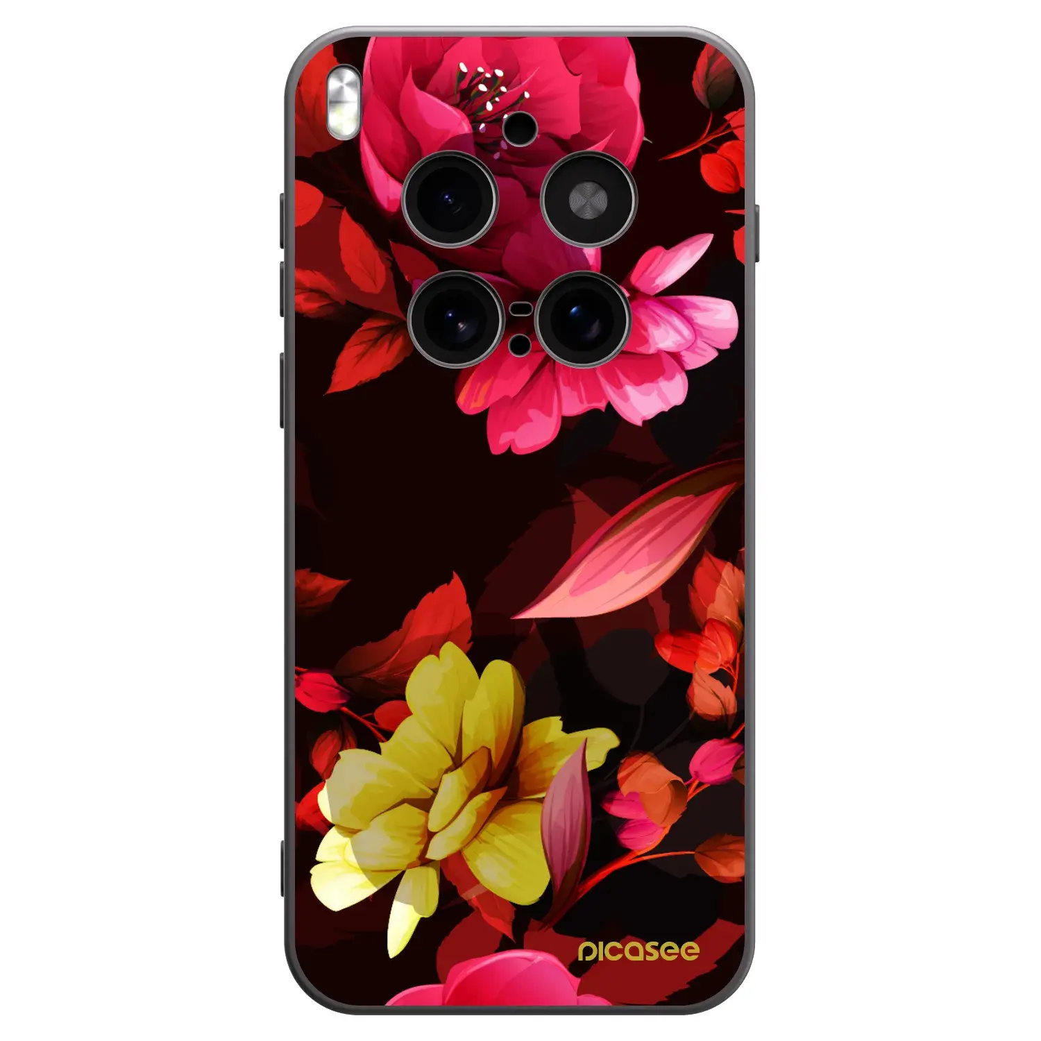 Silikonový černý obal pro Vivo X300 Pro - Dark Peonny