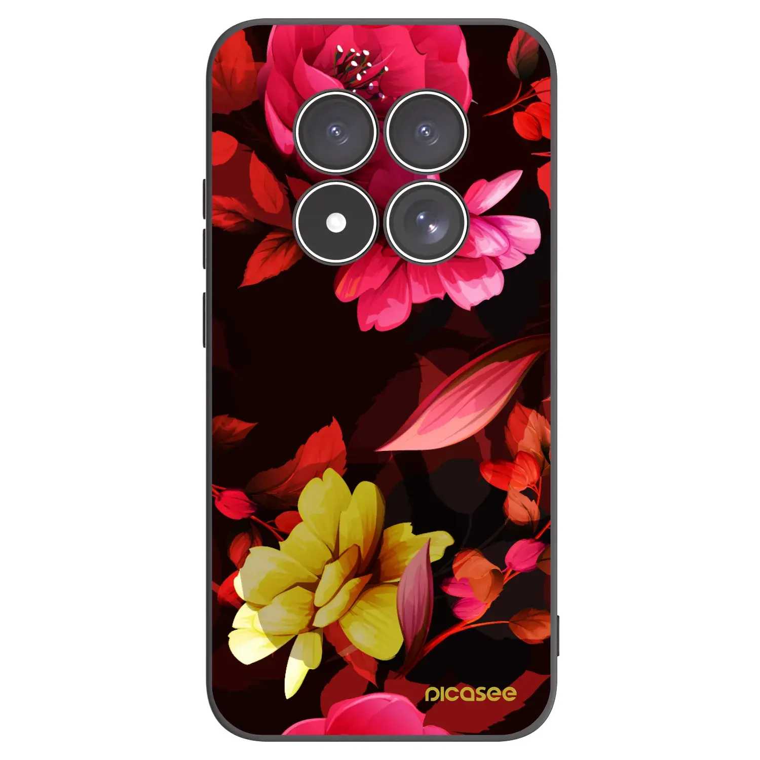 Silikonový černý obal pro Xiaomi Redmi Note 15 Pro 5G - Dark Peonny