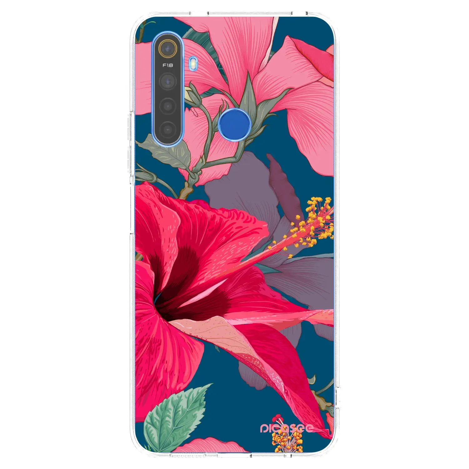 Silikonový průhledný obal pro Realme 5 - Hibiscus