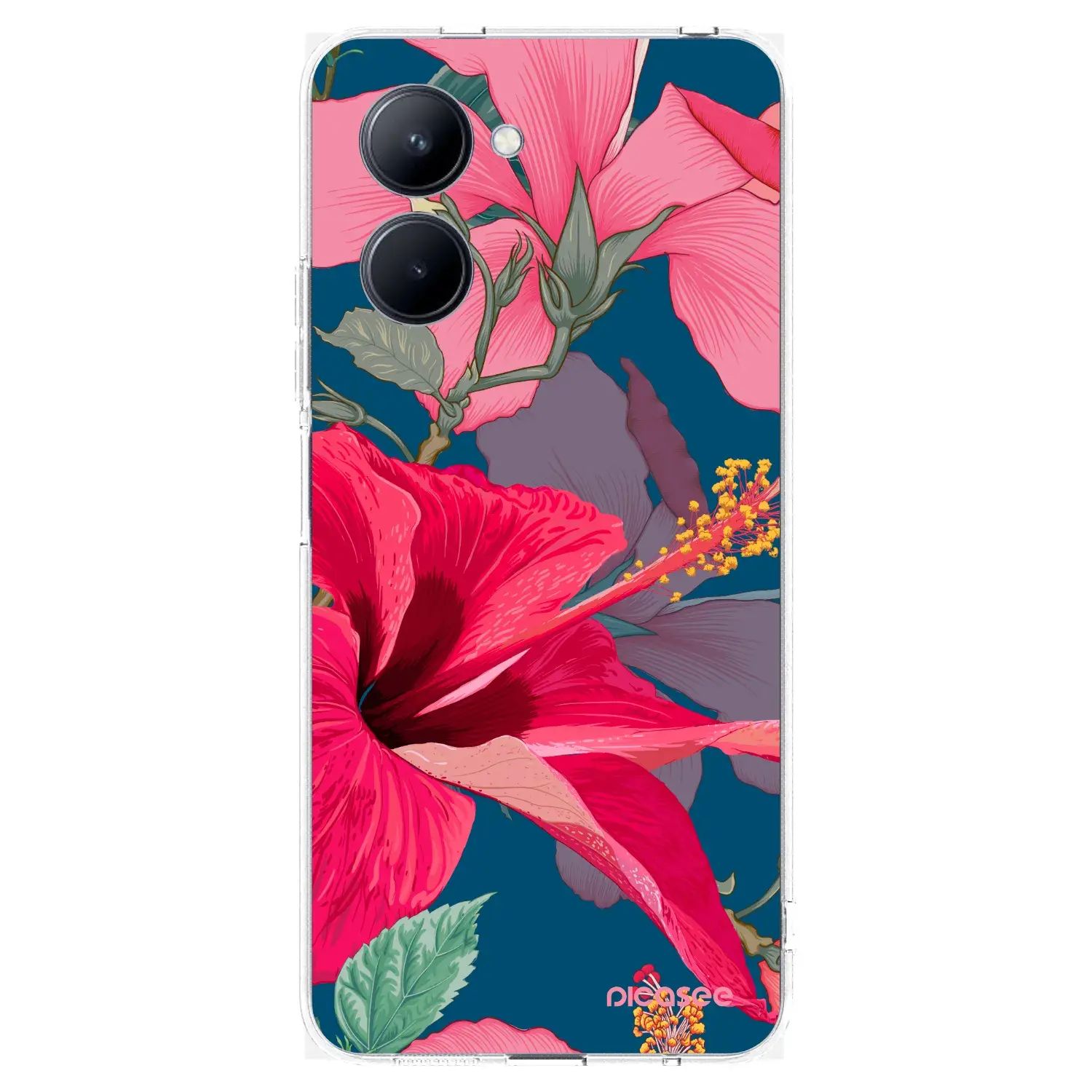 Silikonový průhledný obal pro Realme C33 (2023) - Hibiscus