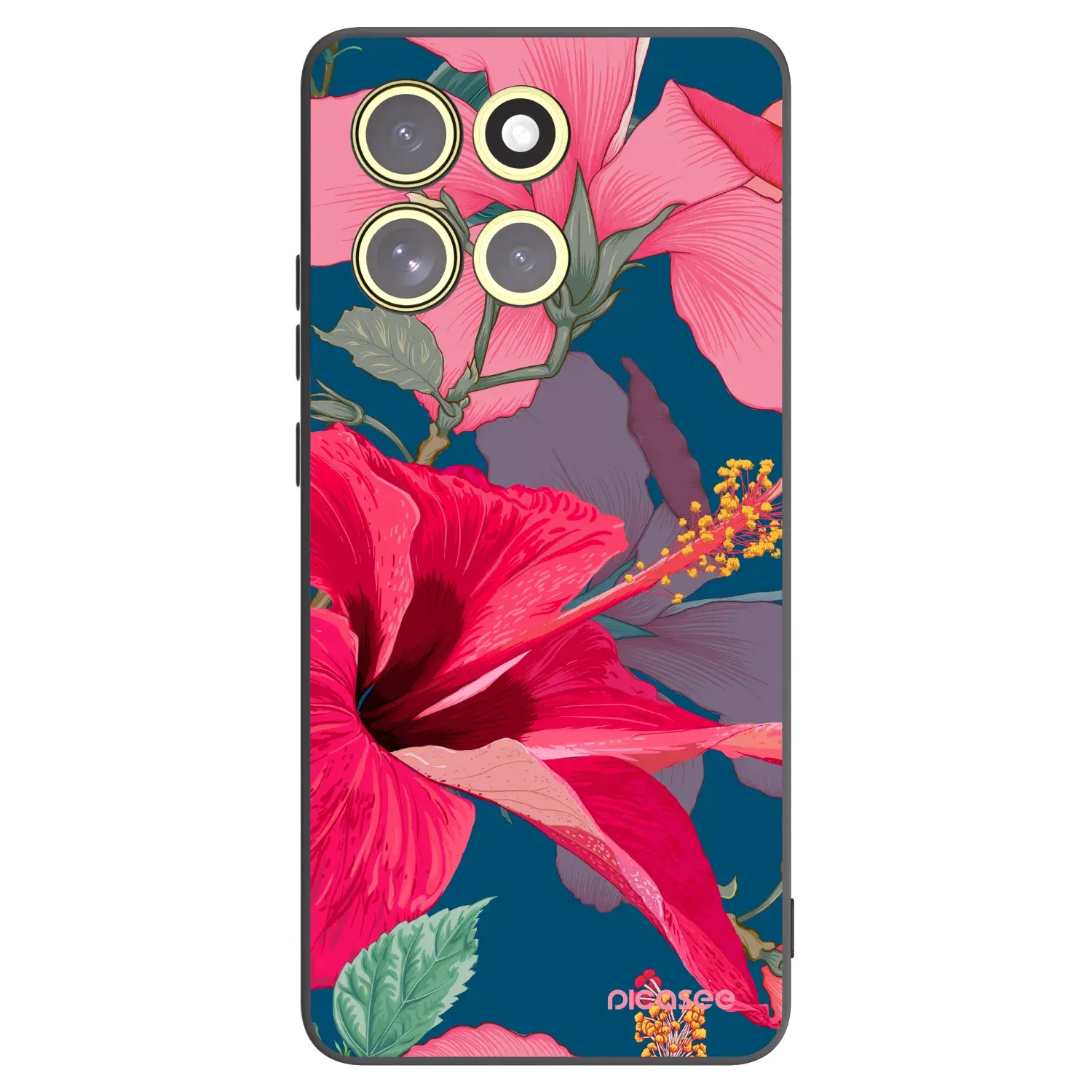 Silikonový černý obal pro Motorola Moto G86 Power 5G - Hibiscus
