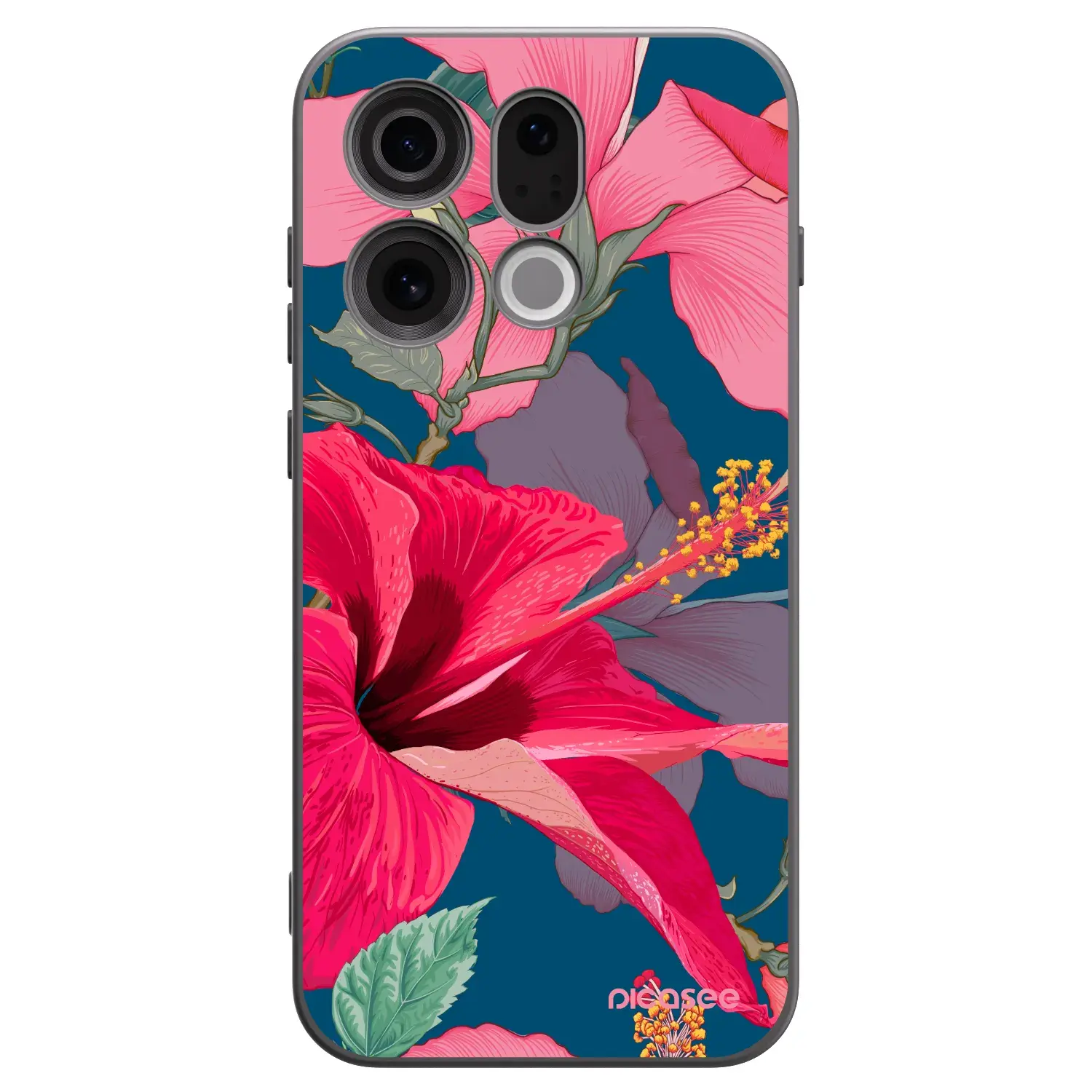 Silikonový černý obal pro OPPO Find X9 - Hibiscus