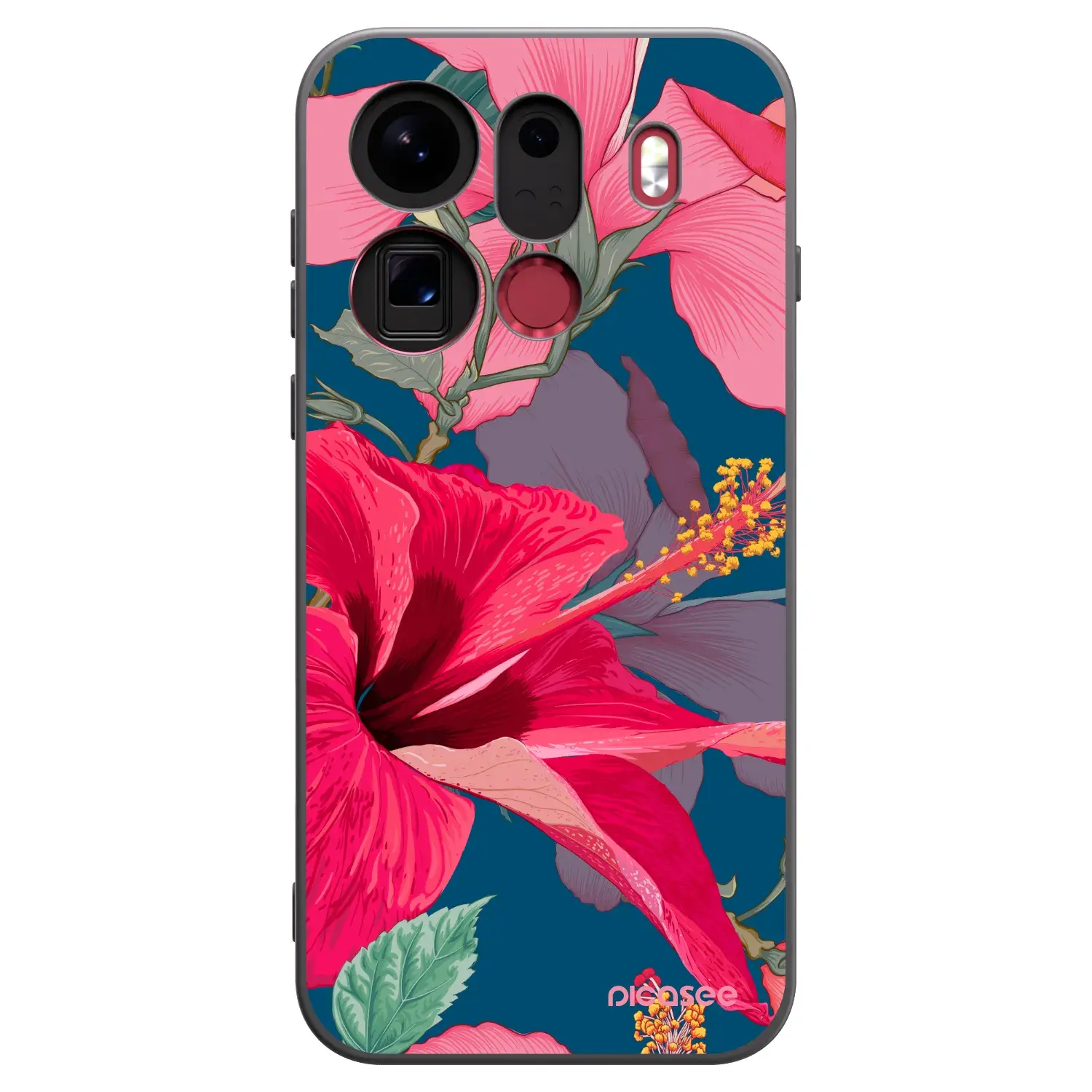 Silikonový černý obal pro OPPO Find X9 Pro - Hibiscus