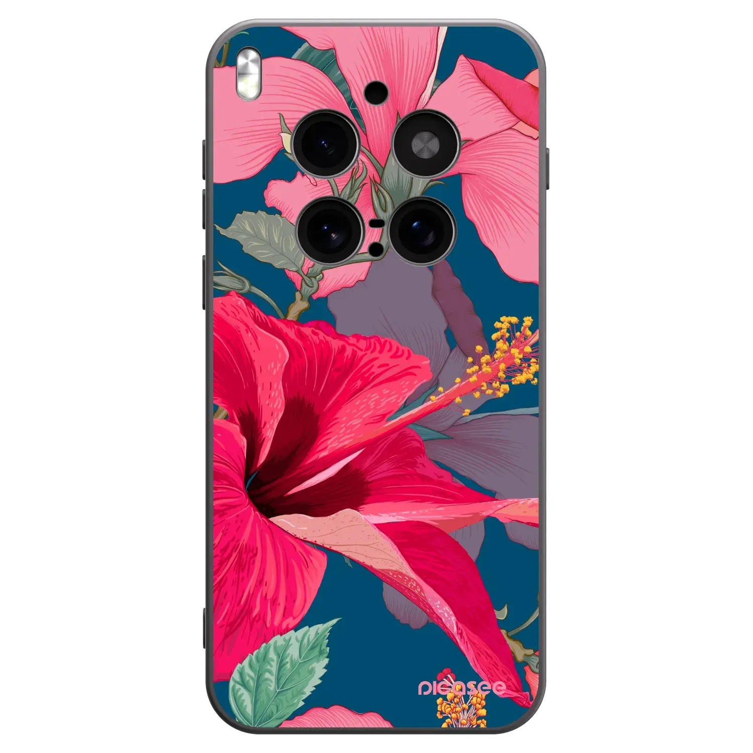 Silikonový černý obal pro Vivo X300 Pro - Hibiscus