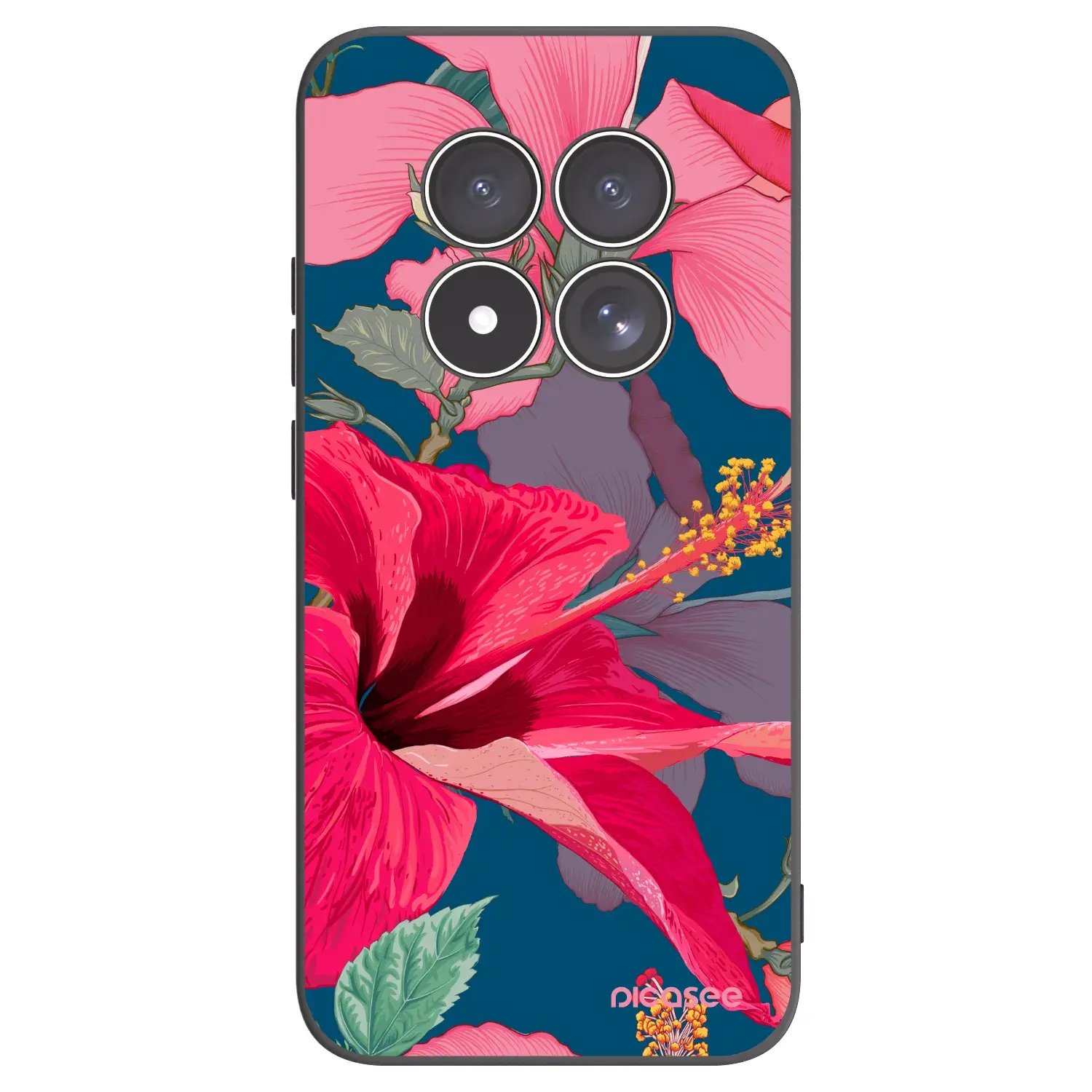 Silikonový černý obal pro Xiaomi Redmi Note 15 Pro 5G - Hibiscus