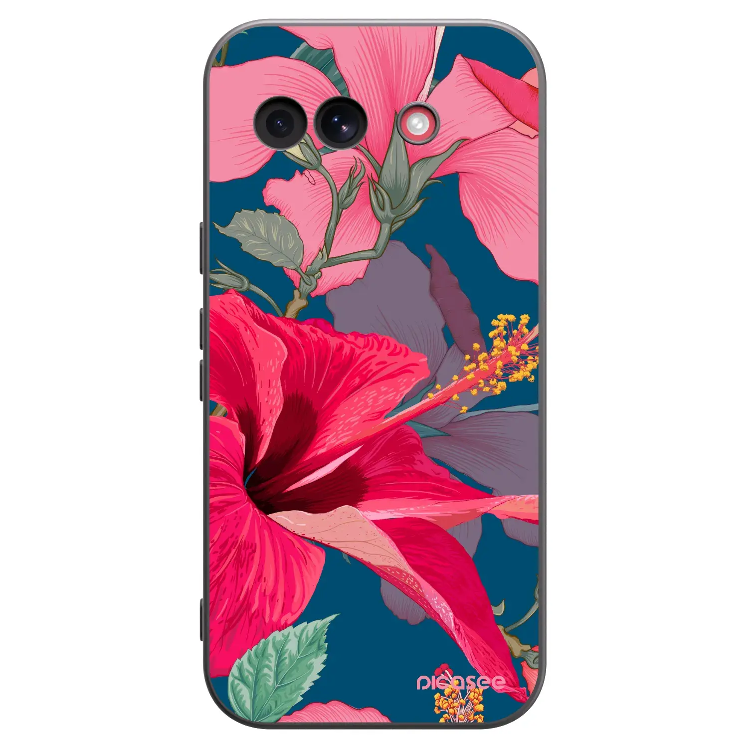 Silikonový černý obal pro Google Pixel 10a - Hibiscus
