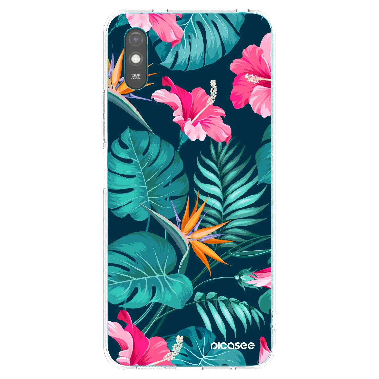 Silikonový průhledný obal pro Xiaomi Redmi 9AT - Pink Monstera