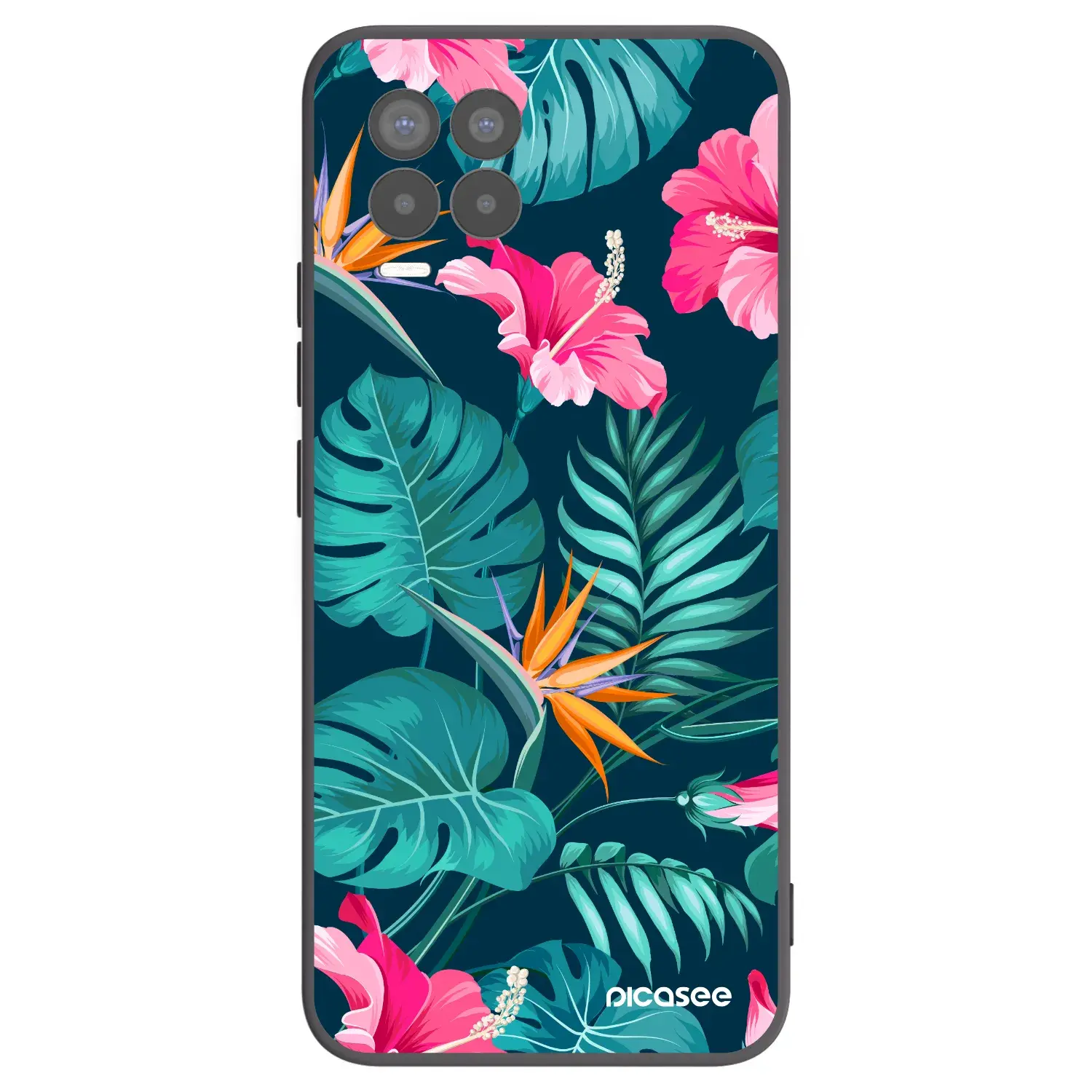 Silikonový černý obal pro Realme 8 Pro - Pink Monstera