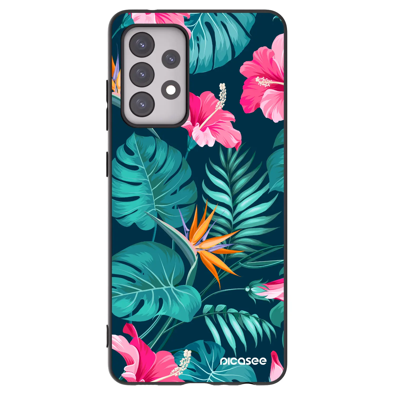 Silikonový černý obal pro Samsung Galaxy A52s 5G A528B - Pink Monstera