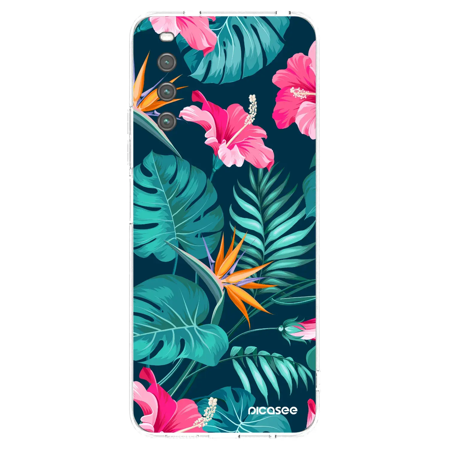 Silikonový průhledný obal pro Sony Xperia 10 IV 5G - Pink Monstera