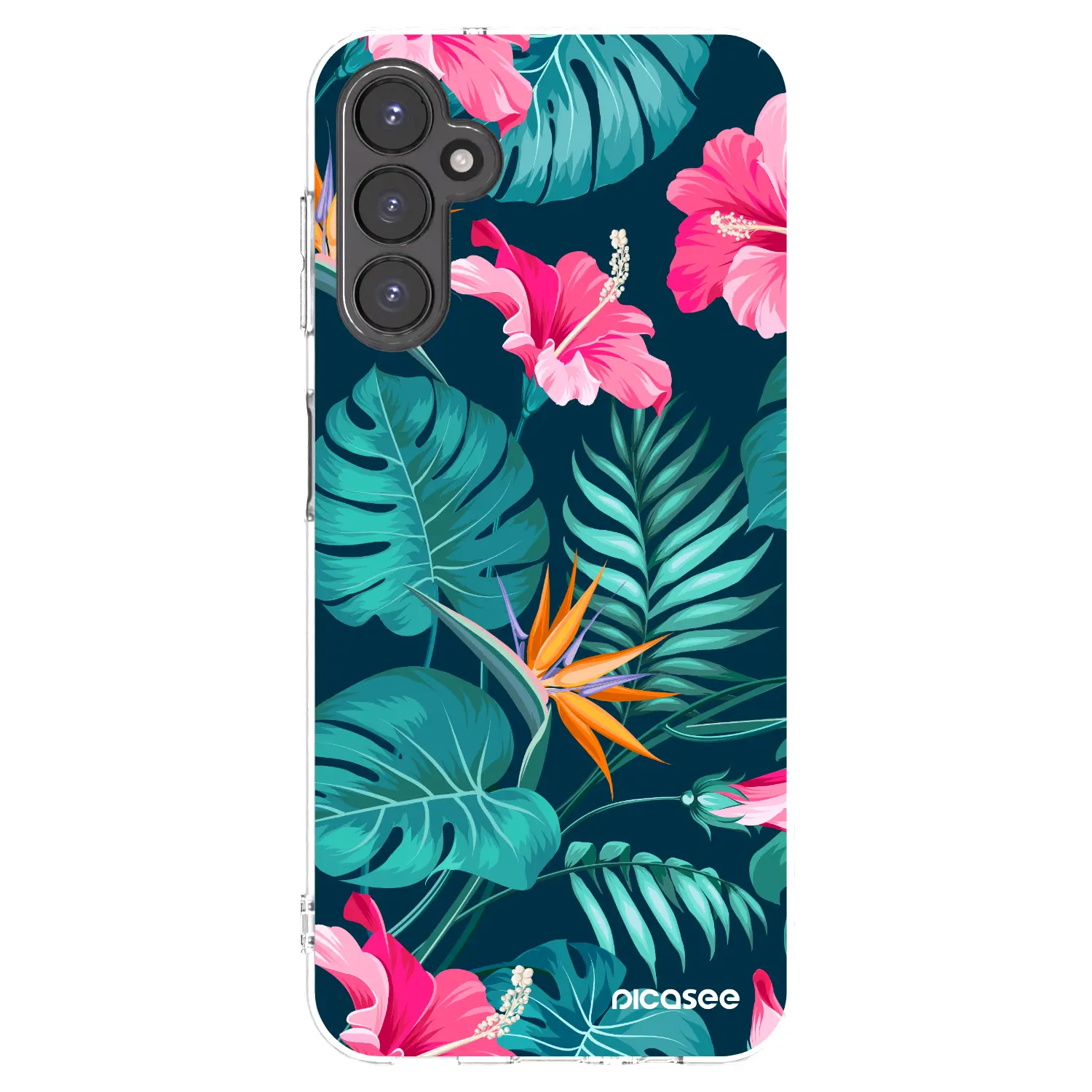 Silikonový průhledný obal pro Samsung Galaxy A14 5G A146P - Pink Monstera