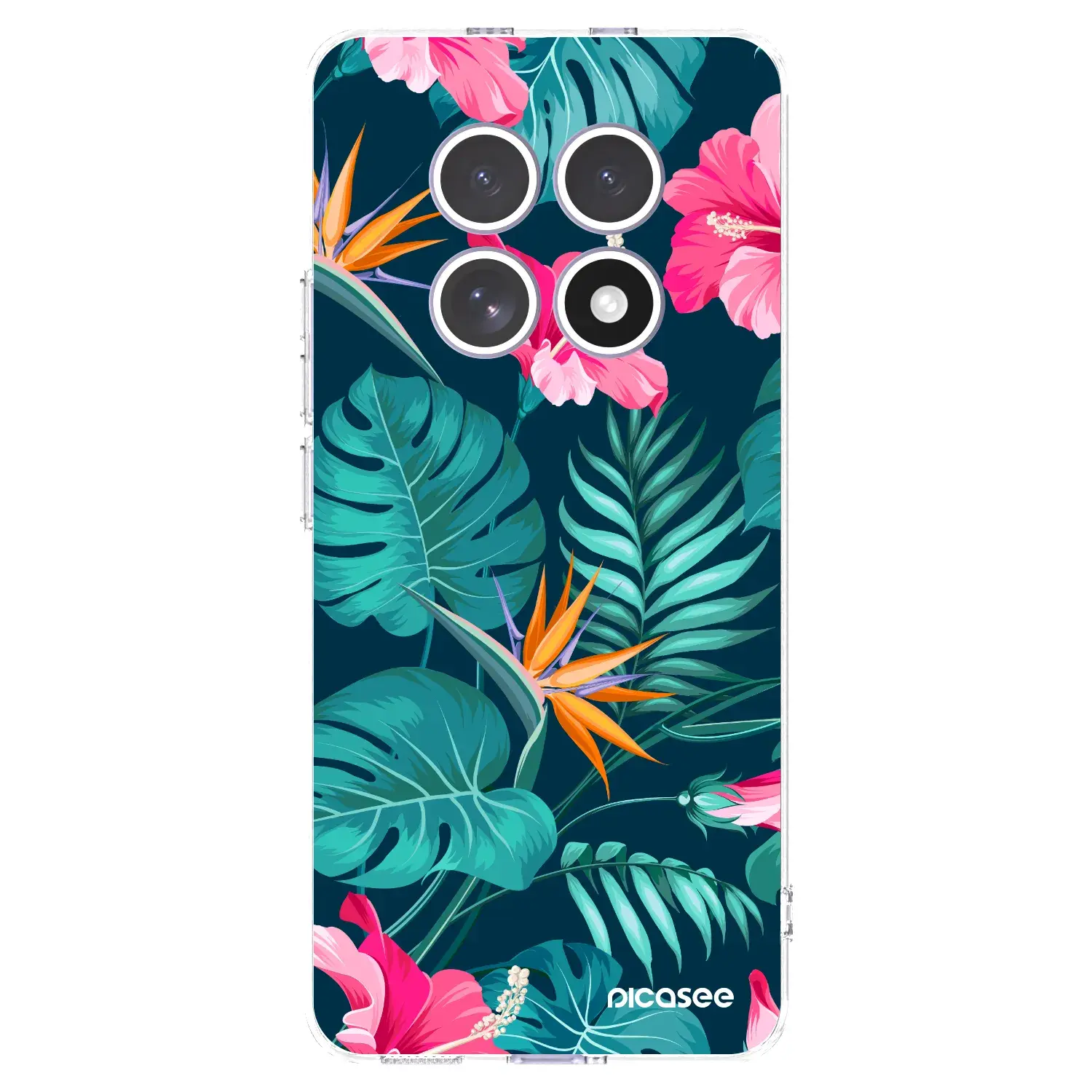 Silikonový průhledný obal pro Xiaomi Redmi Note 15 4G - Pink Monstera