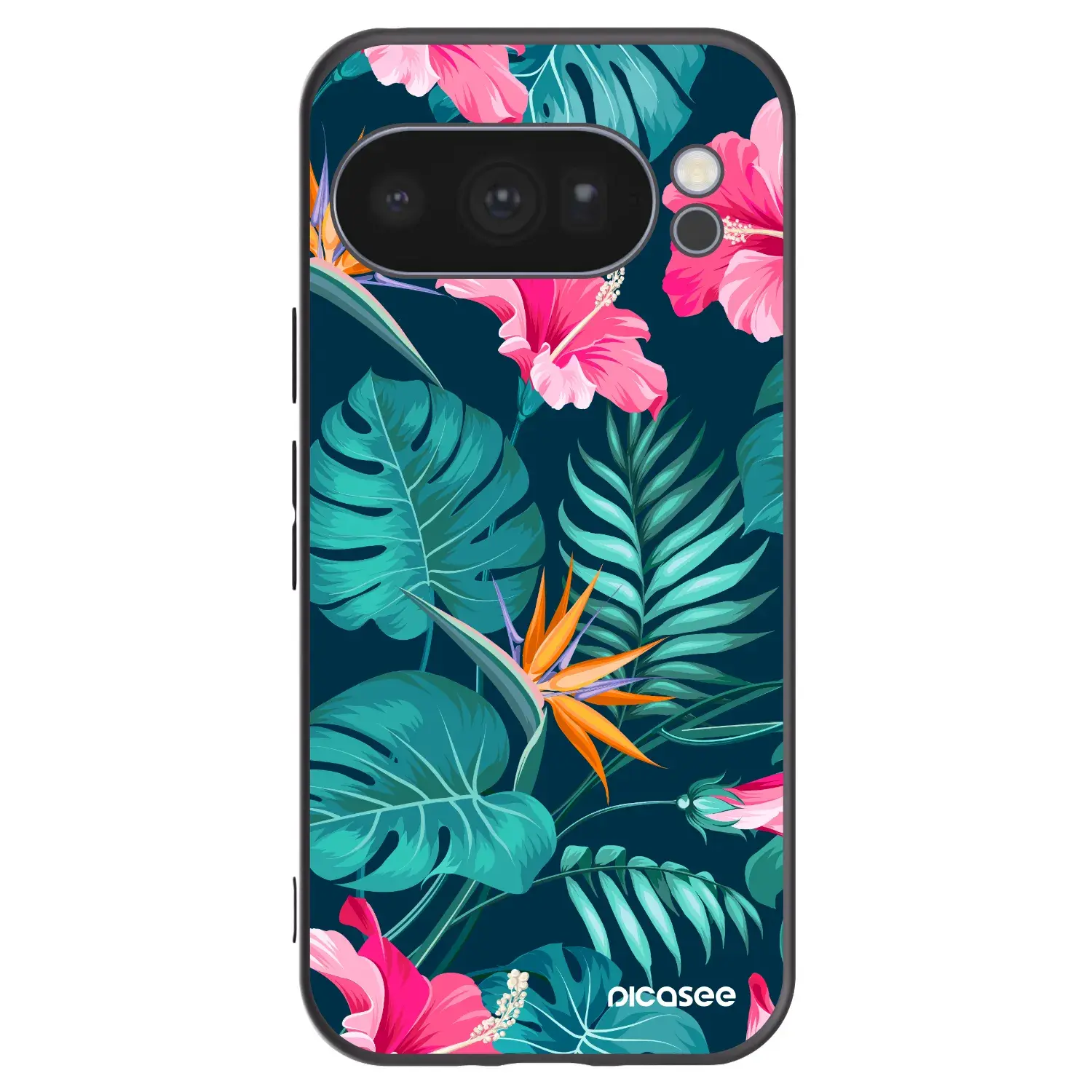 Silikonový černý obal pro Google Pixel 10 Pro - Pink Monstera