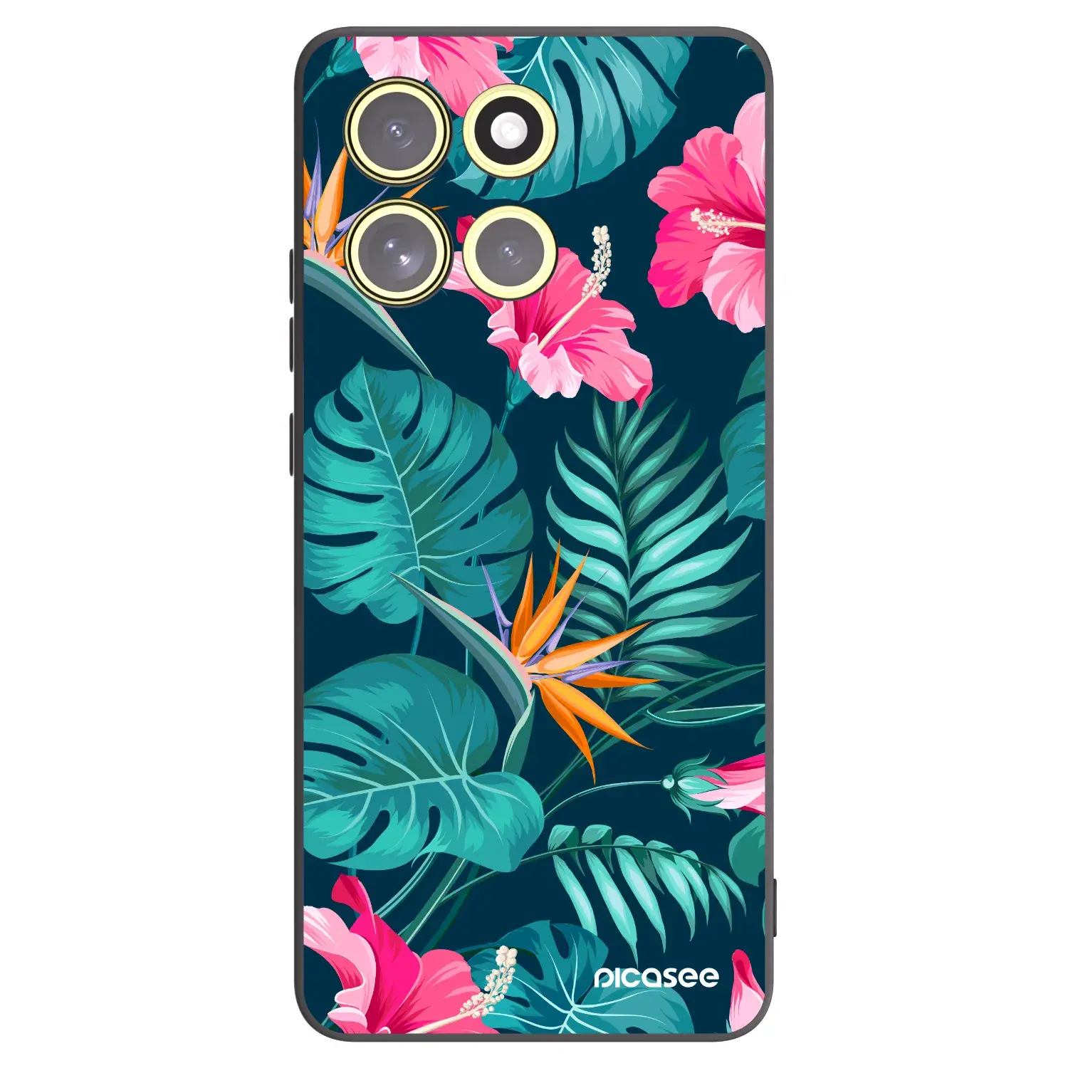 Silikonový černý obal pro Motorola Moto G86 Power 5G - Pink Monstera