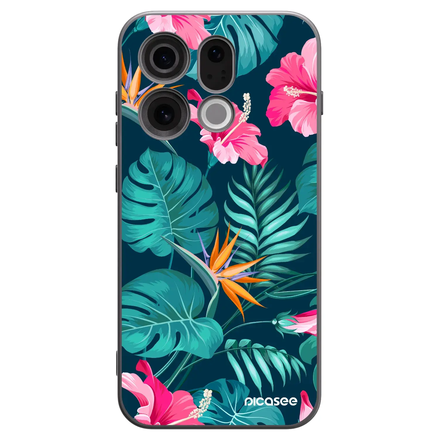 Silikonový černý obal pro OPPO Find X9 - Pink Monstera