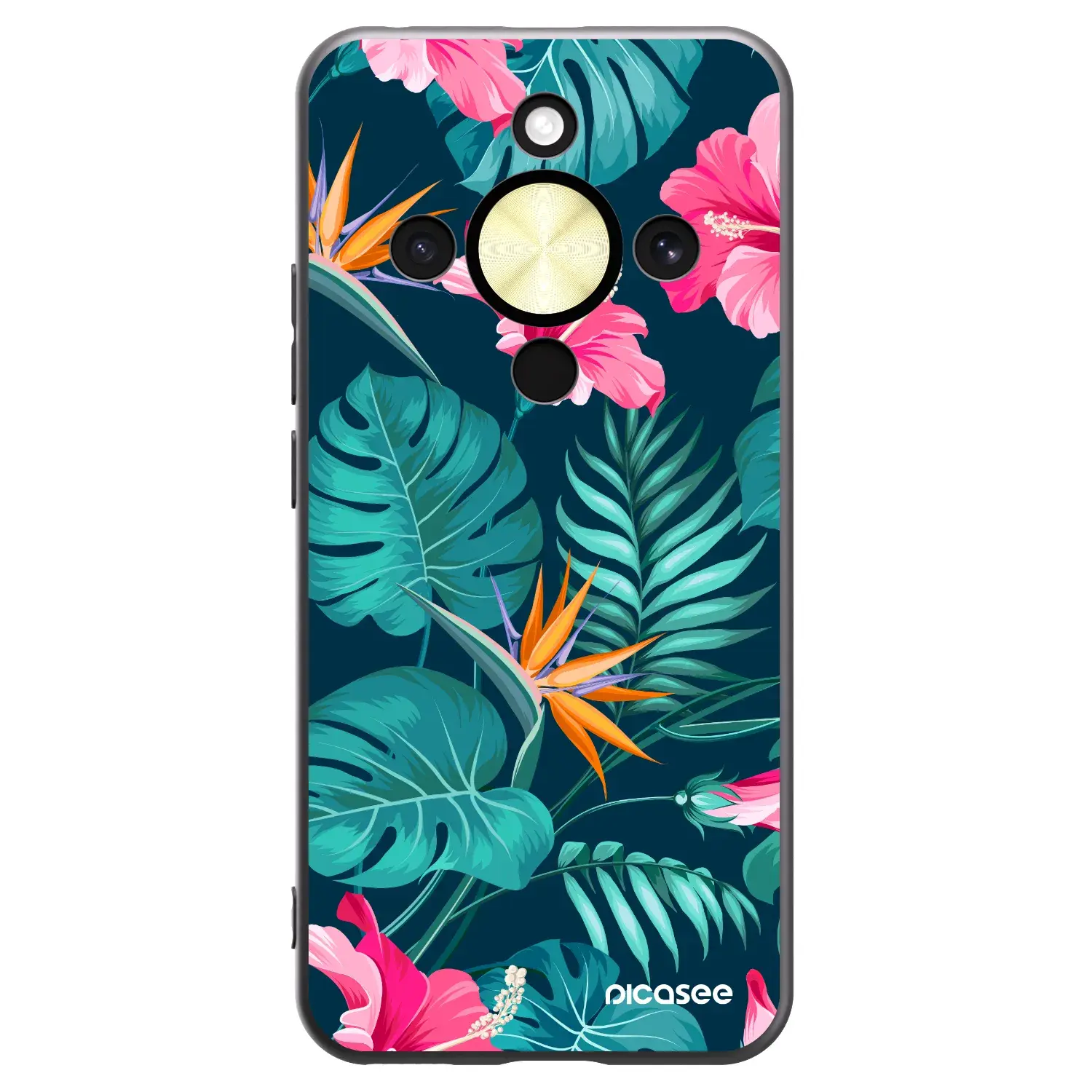 Silikonový černý obal pro Honor Magic8 Lite 5G - Pink Monstera