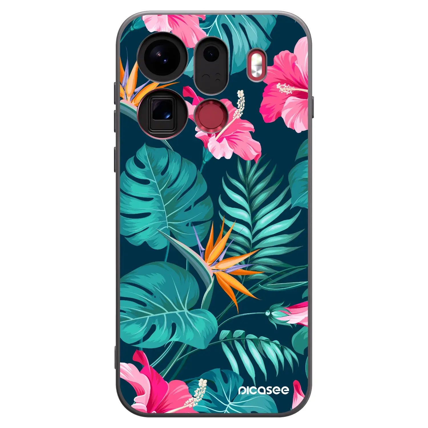 Silikonový černý obal pro OPPO Find X9 Pro - Pink Monstera