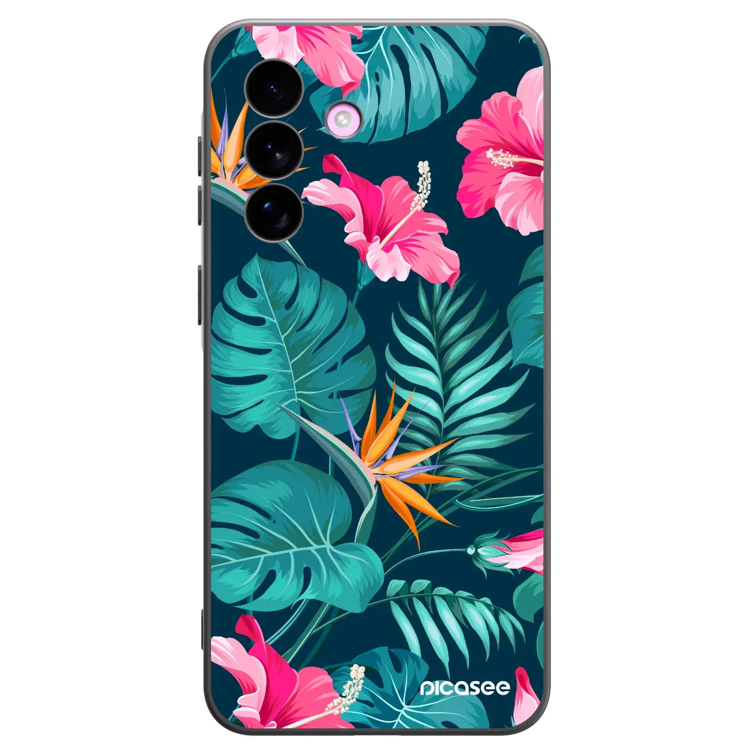 Silikonový černý obal pro Samsung Galaxy A57 5G - Pink Monstera