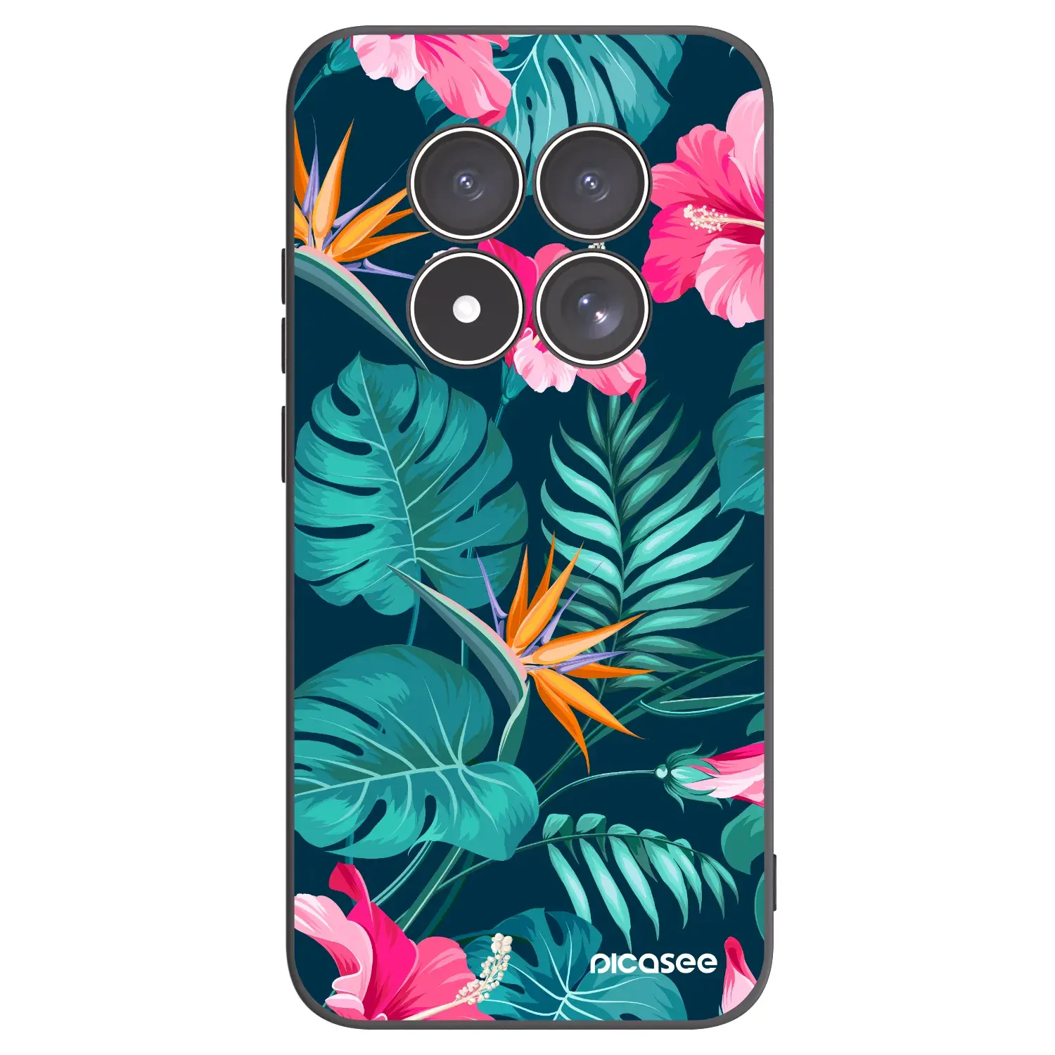 Silikonový černý obal pro Xiaomi Redmi Note 15 Pro 5G - Pink Monstera