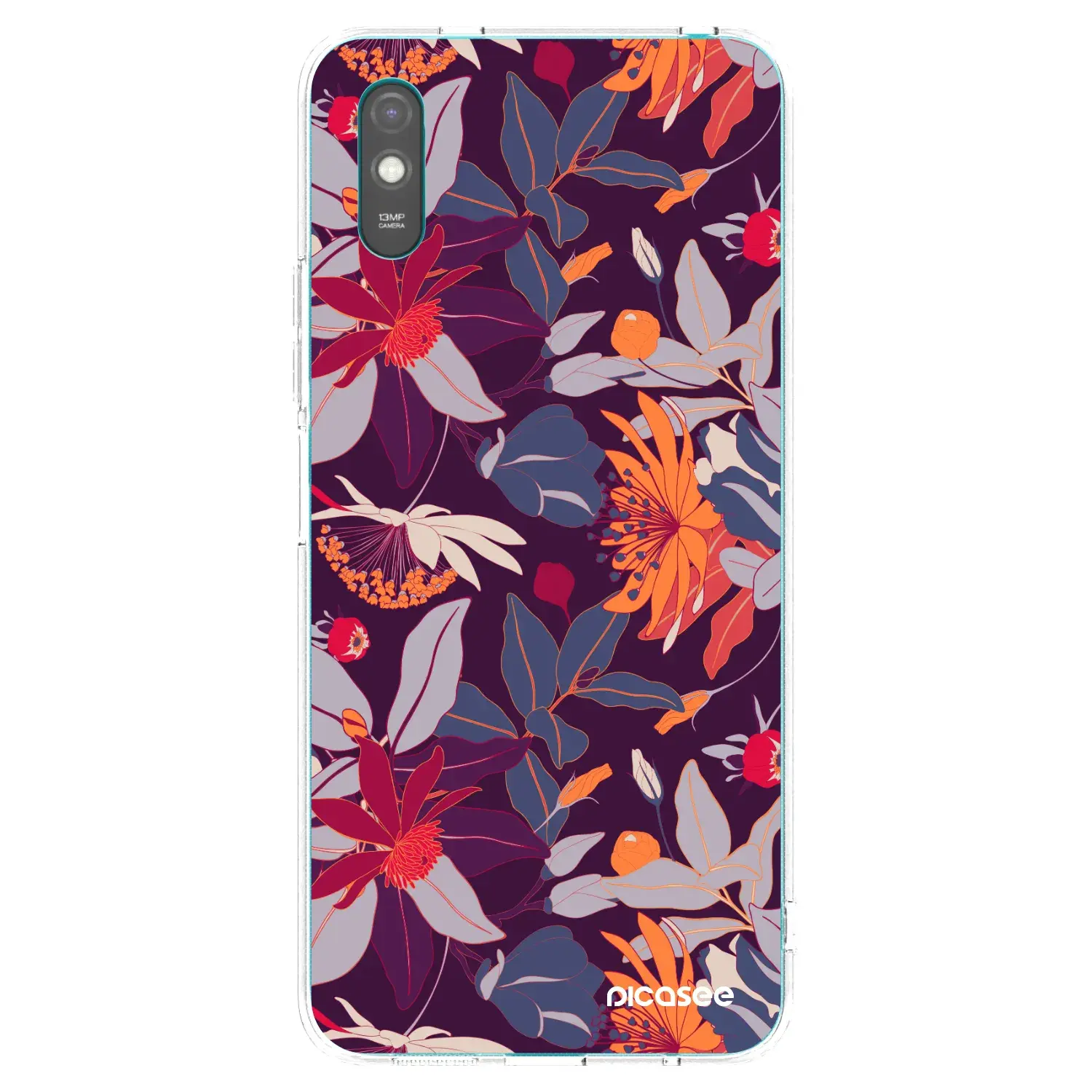 Silikonový průhledný obal pro Xiaomi Redmi 9AT - Purple Leaf