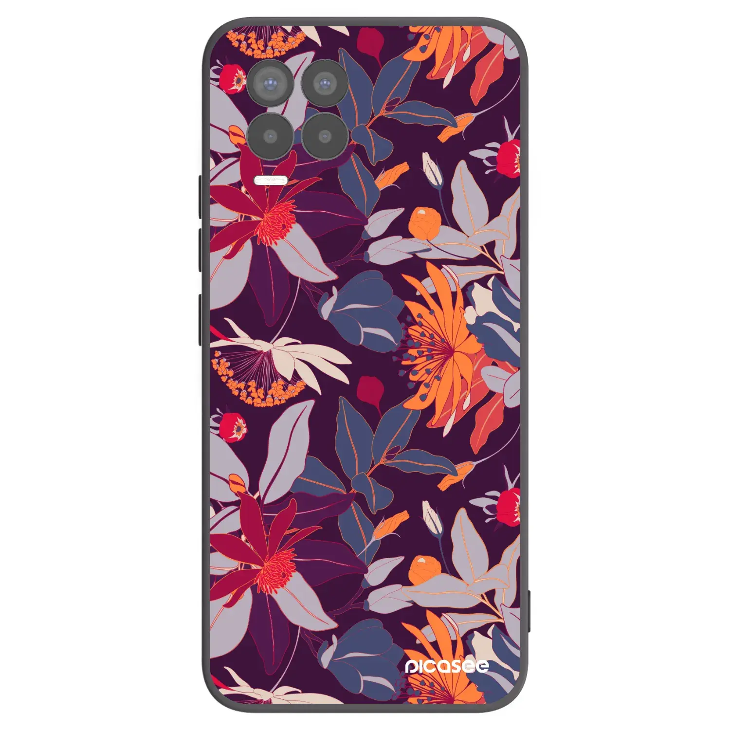 Silikonový černý obal pro Realme 8 Pro - Purple Leaf