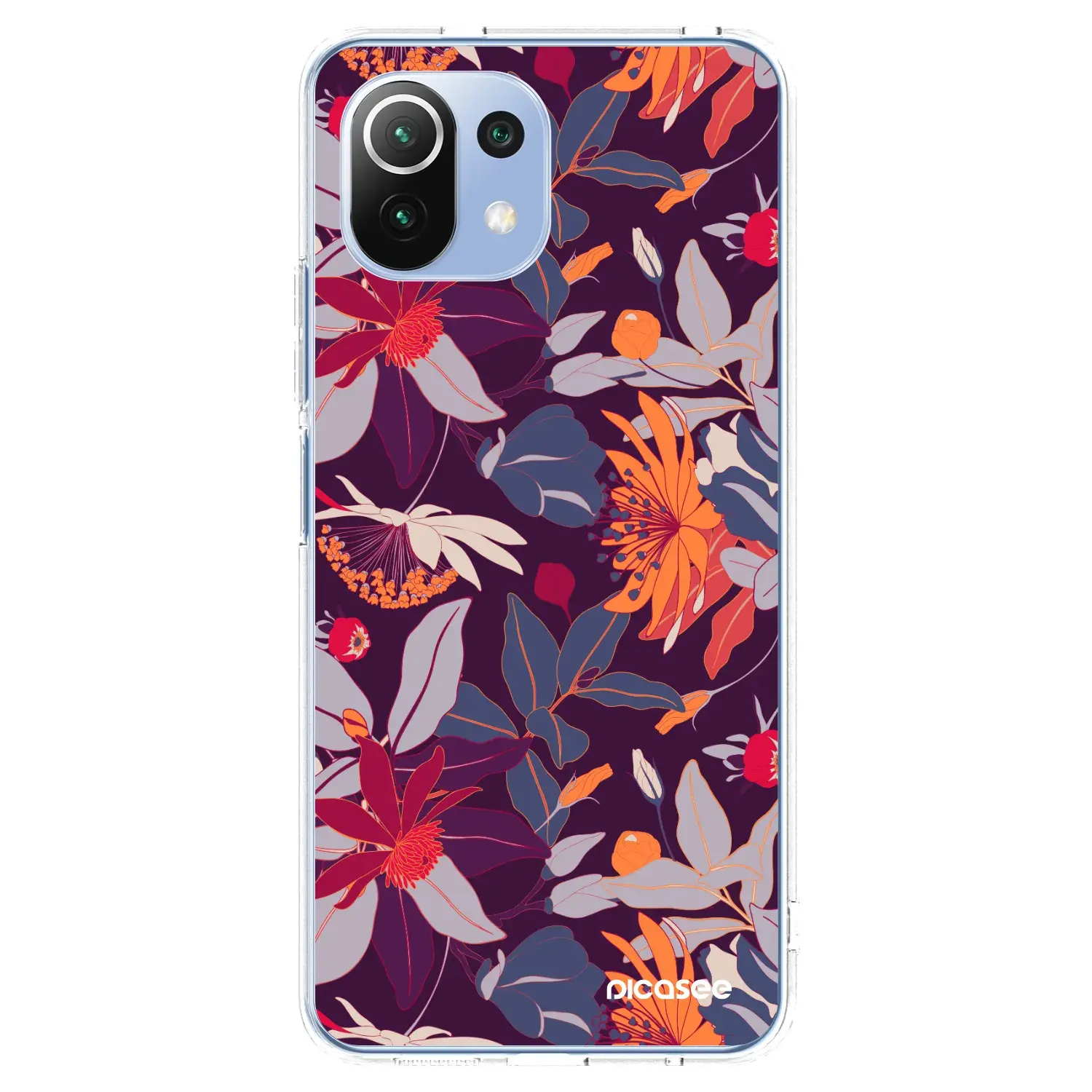 Silikonový průhledný obal pro Xiaomi 11 Lite 5G NE - Purple Leaf