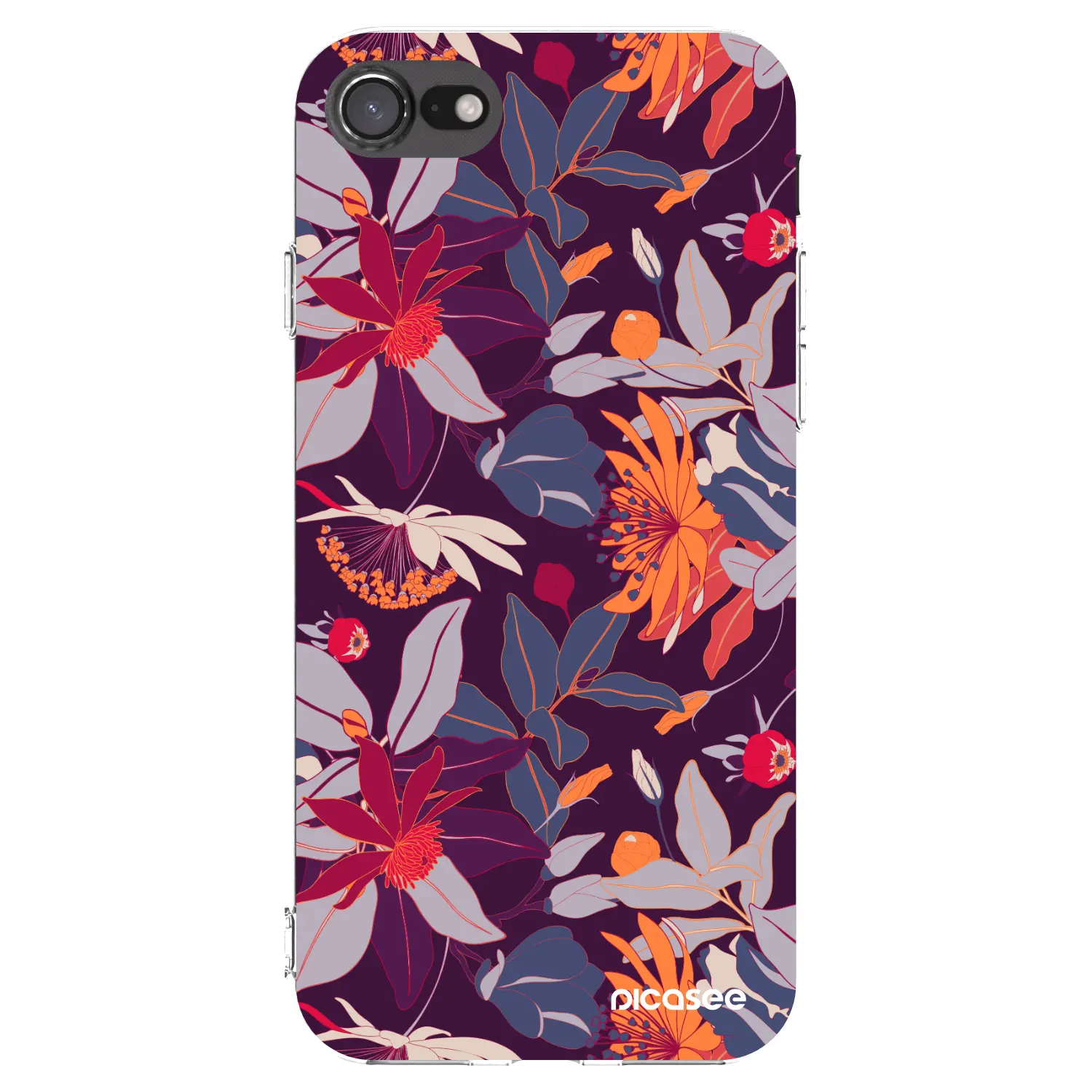 Silikonový průhledný obal pro Apple iPhone SE 2022 - Purple Leaf