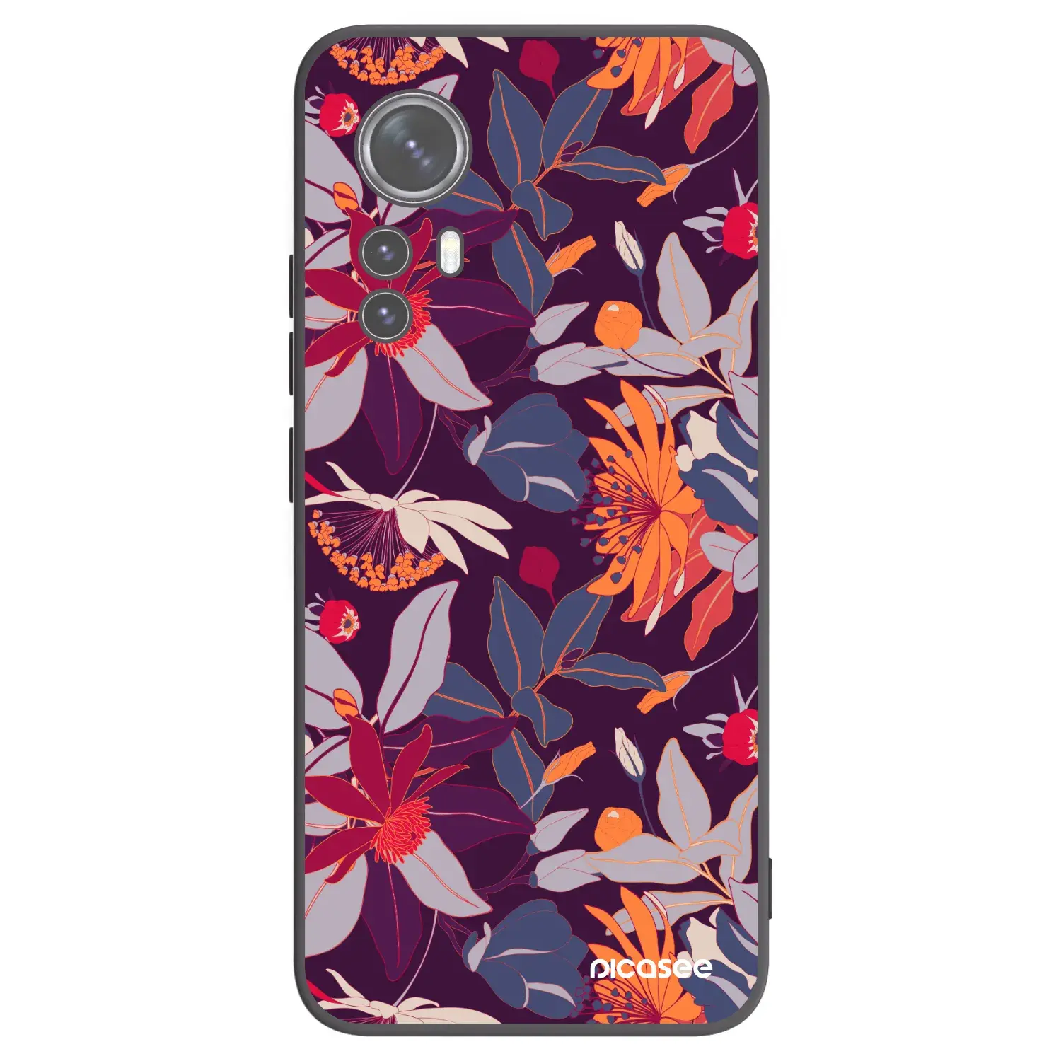 Silikonový černý obal pro Xiaomi 12X - Purple Leaf
