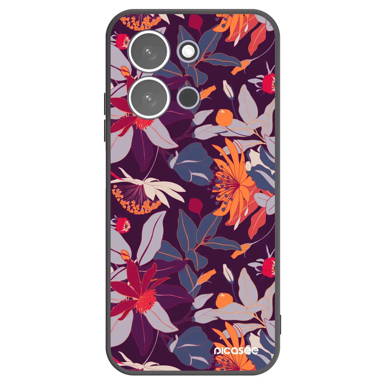 Silikonový černý obal pro Xiaomi Redmi 15C 5G - Purple Leaf