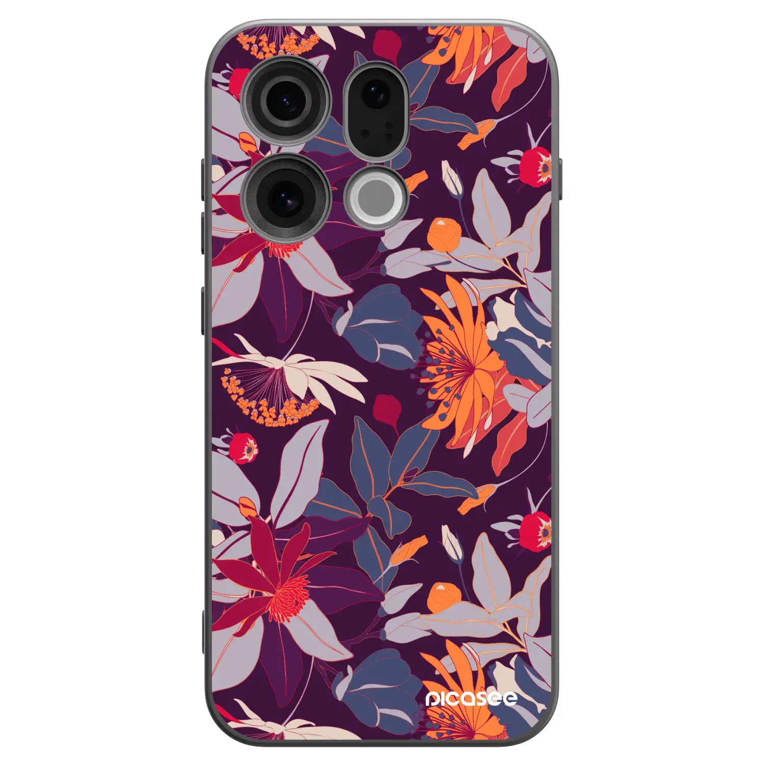 Silikonový černý obal pro OPPO Find X9 - Purple Leaf