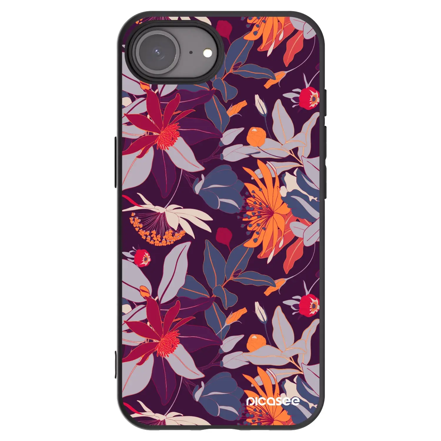 Silikonový černý obal pro Apple iPhone 17e - Purple Leaf