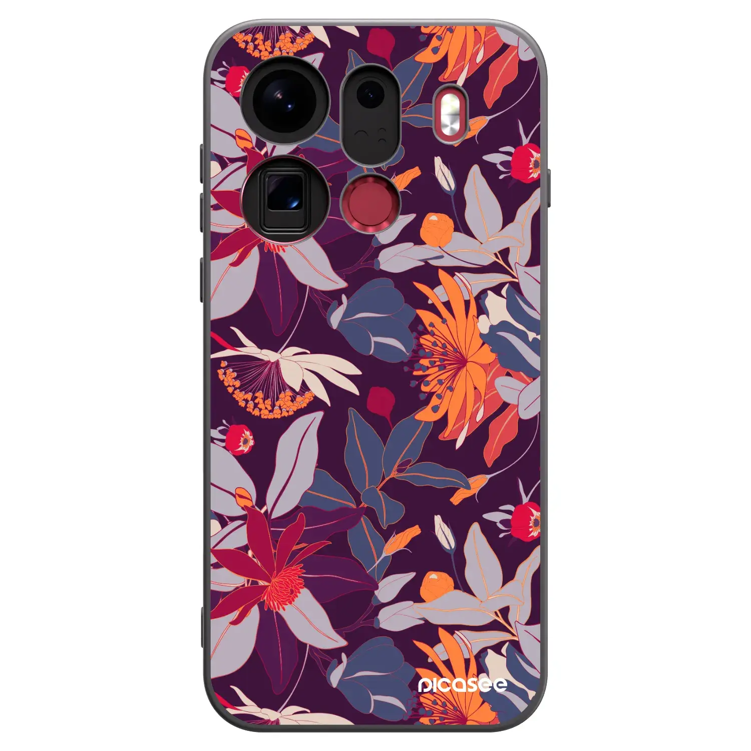 Silikonový černý obal pro OPPO Find X9 Pro - Purple Leaf