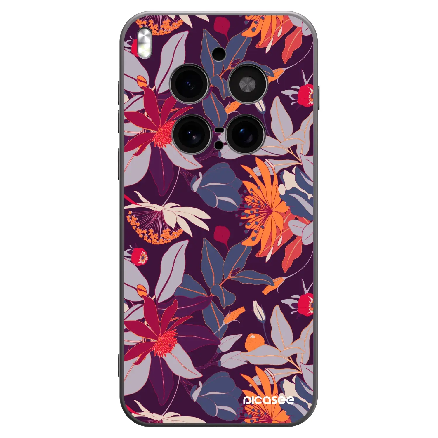 Silikonový černý obal pro Vivo X300 Pro - Purple Leaf