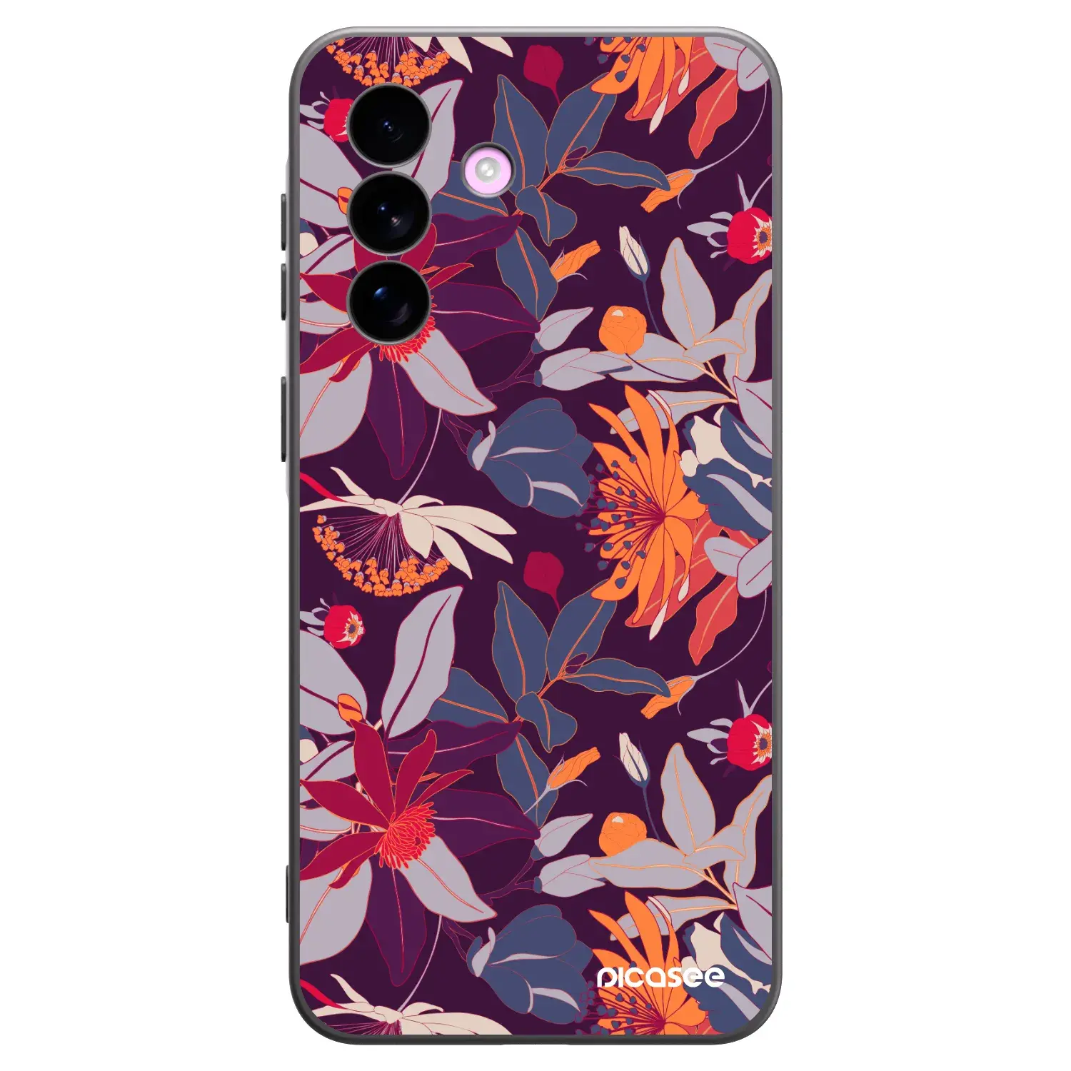 Silikonový černý obal pro Samsung Galaxy A57 5G - Purple Leaf
