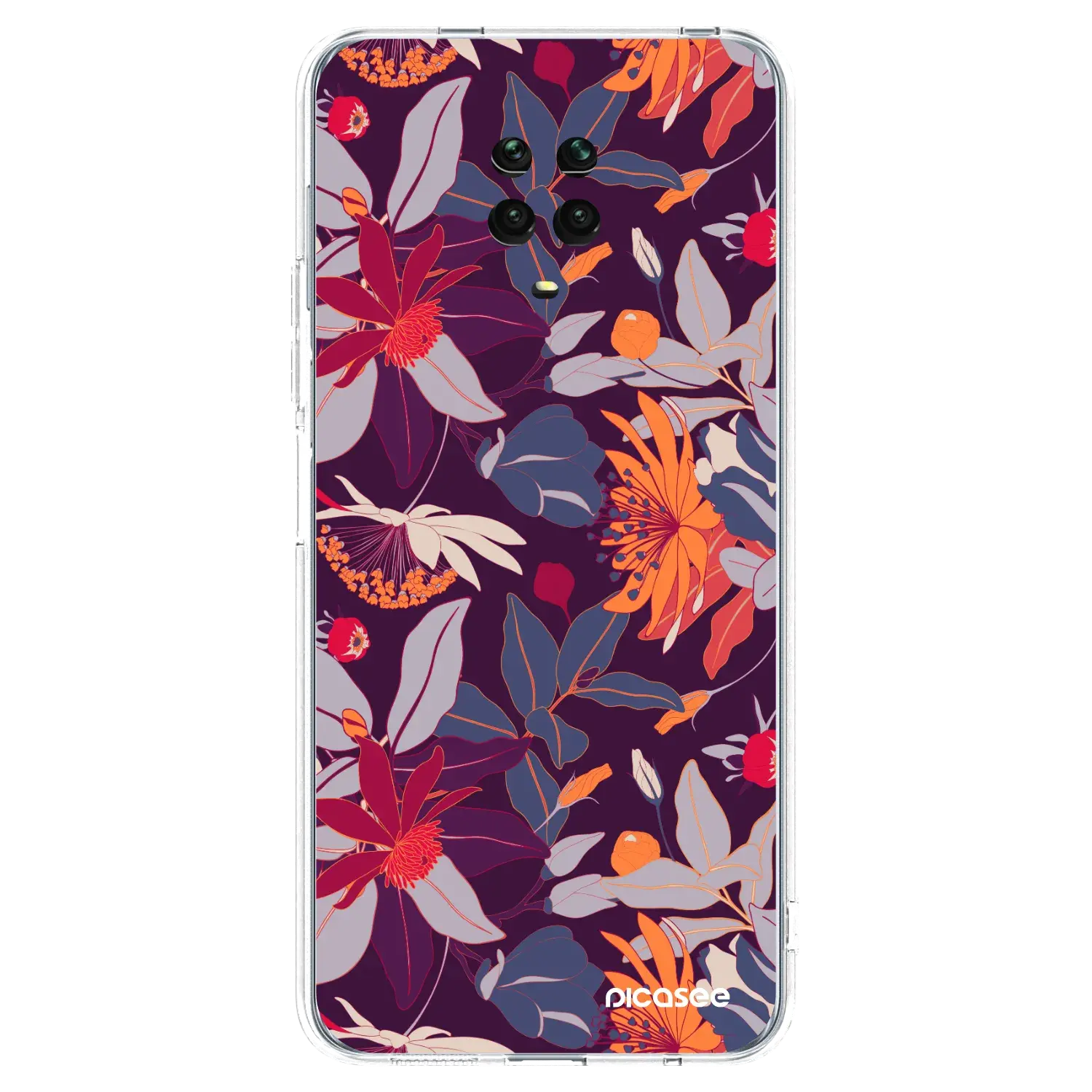 Silikonový průhledný obal pro Xiaomi Redmi Note 9S - Purple Leaf