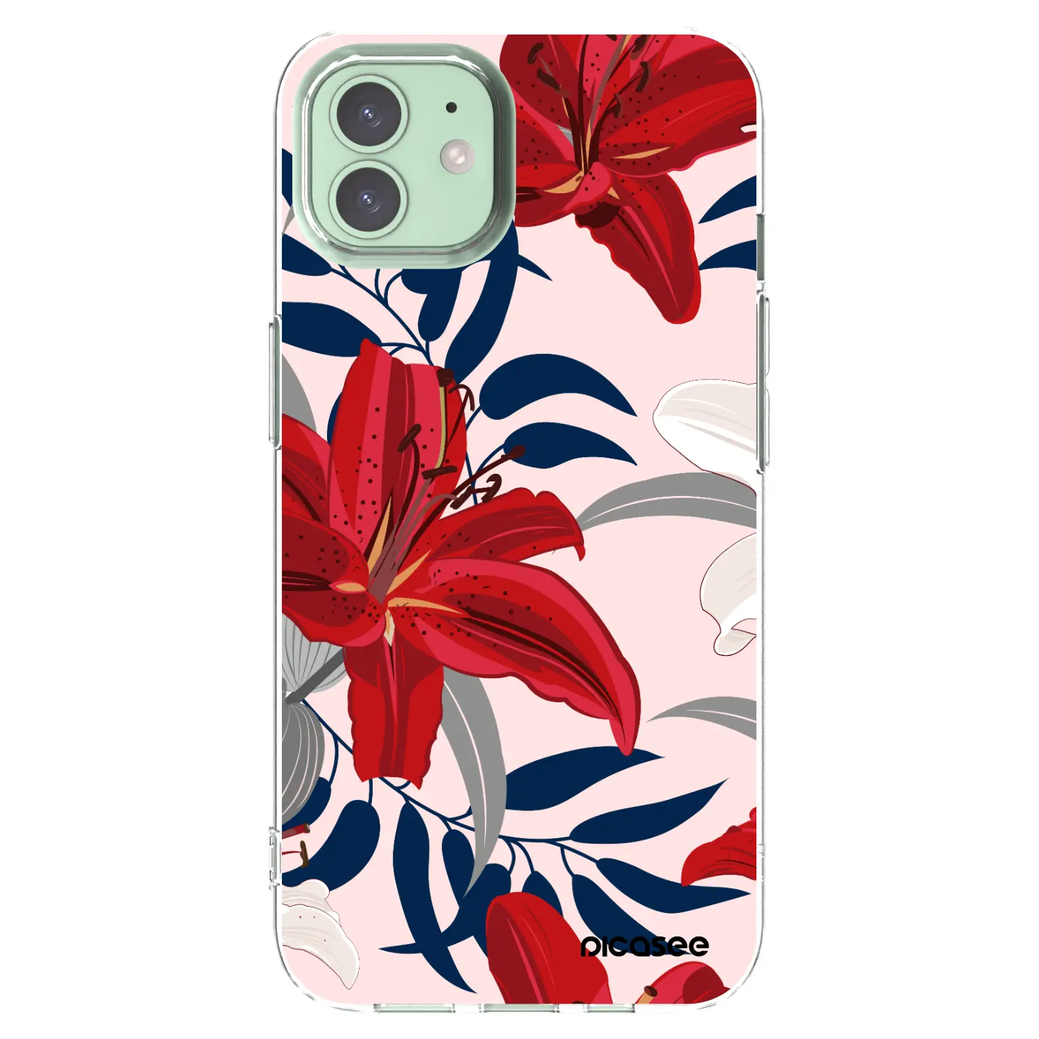 Silikonový průhledný obal pro Apple iPhone 12 Pro - Red Lily