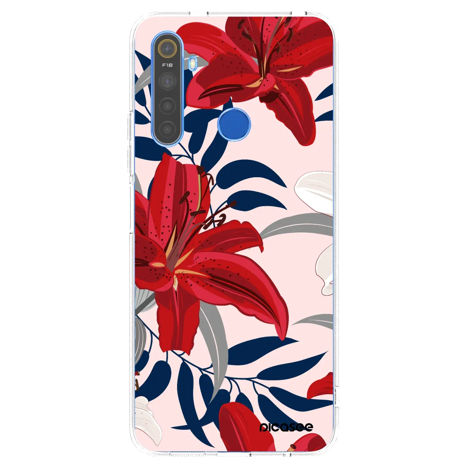 Silikonový průhledný obal pro Realme 5 - Red Lily
