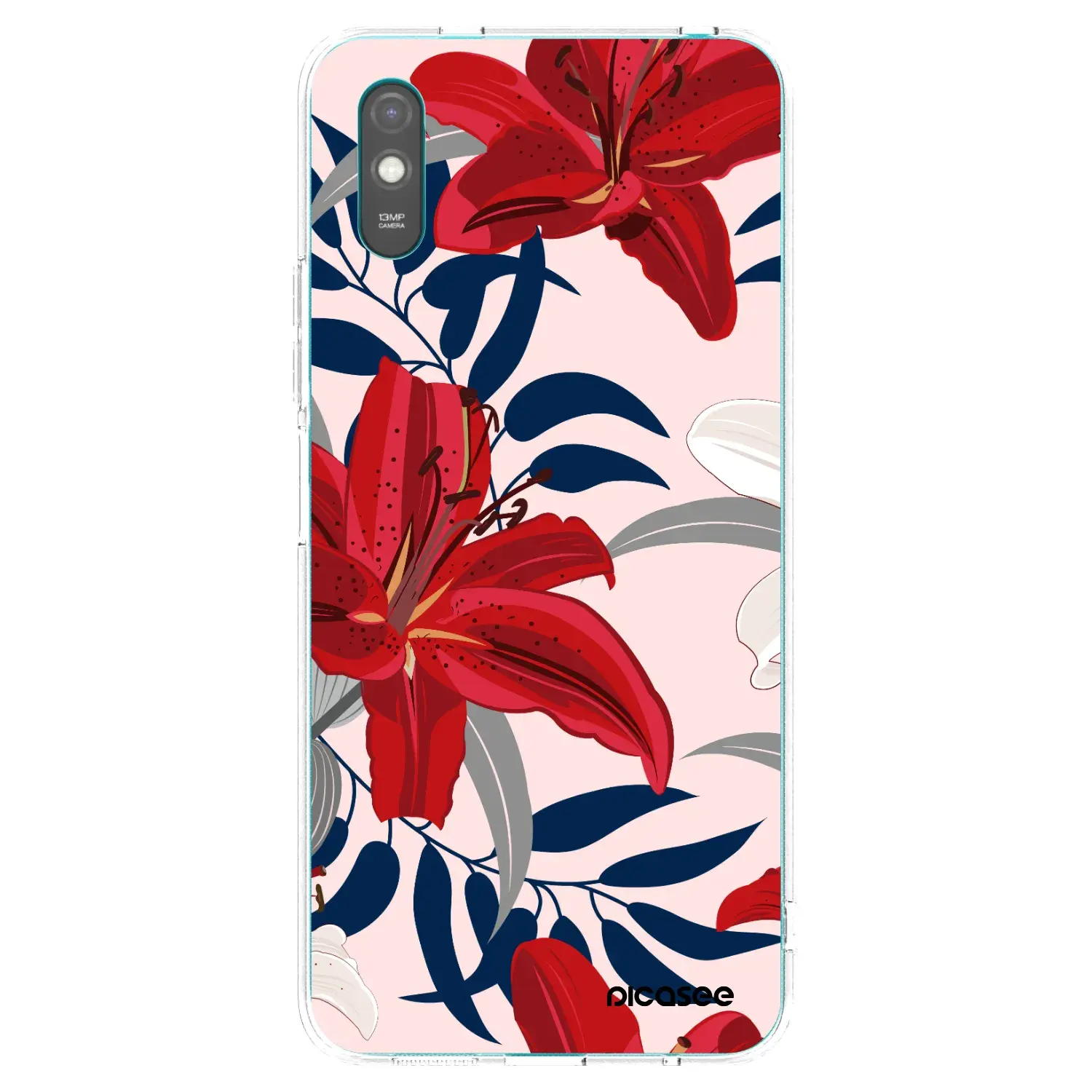Silikonový průhledný obal pro Xiaomi Redmi 9AT - Red Lily