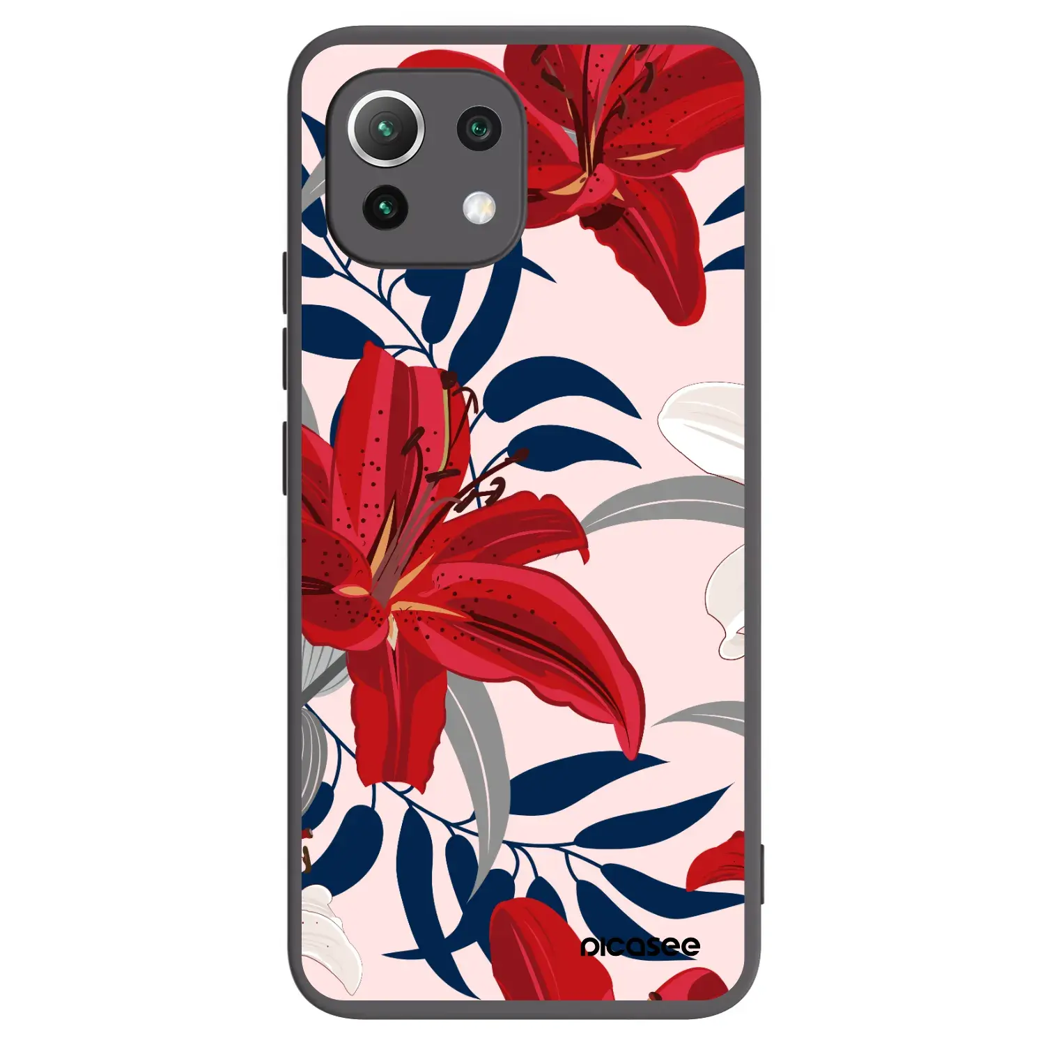 Silikonový černý obal pro Xiaomi 11 Lite 5G NE - Red Lily
