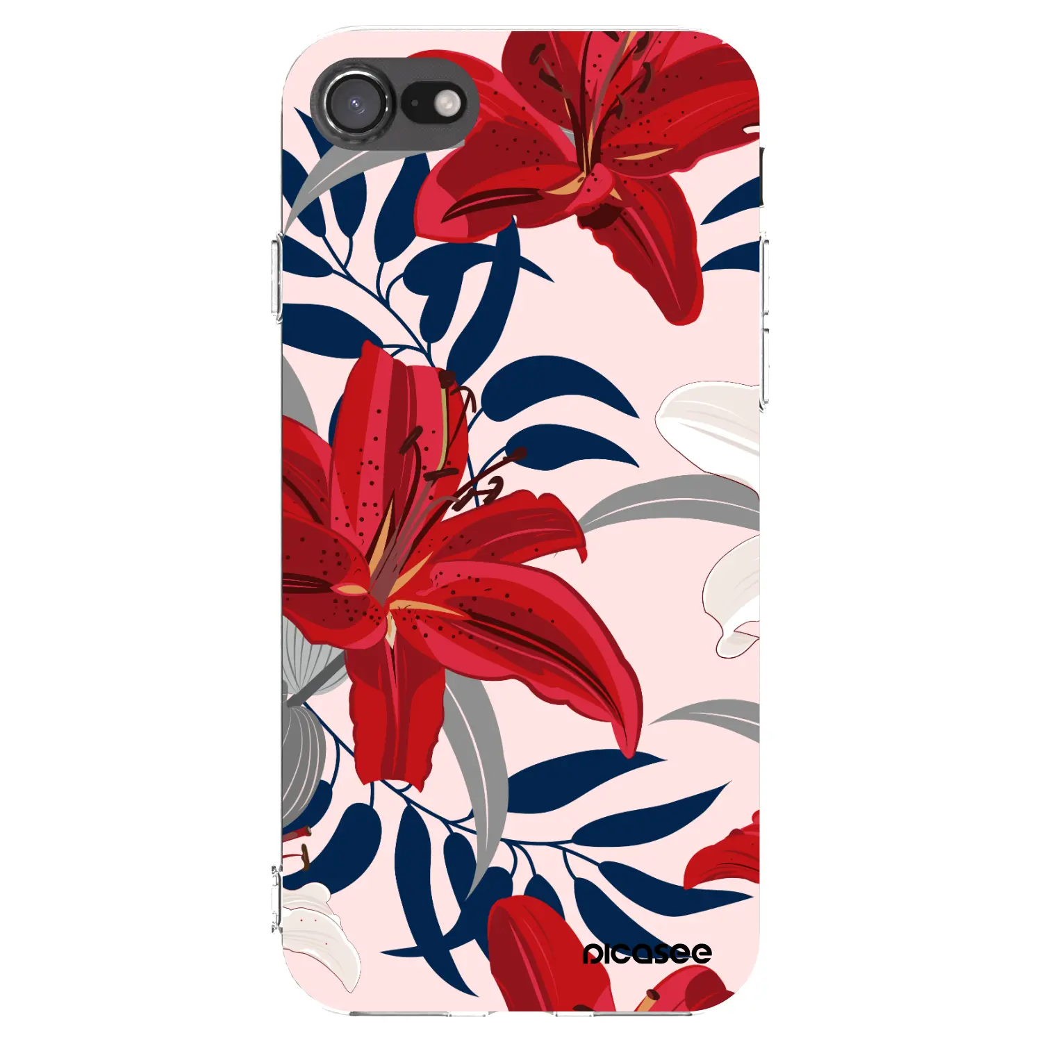Silikonový průhledný obal pro Apple iPhone SE 2022 - Red Lily