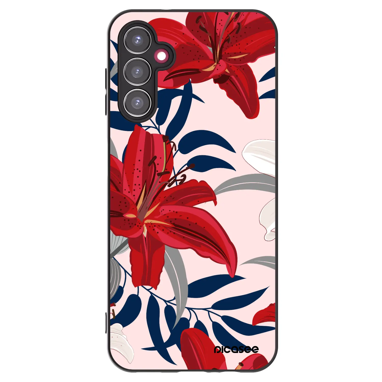 Silikonový černý obal pro Samsung Galaxy A14 5G A146P - Red Lily