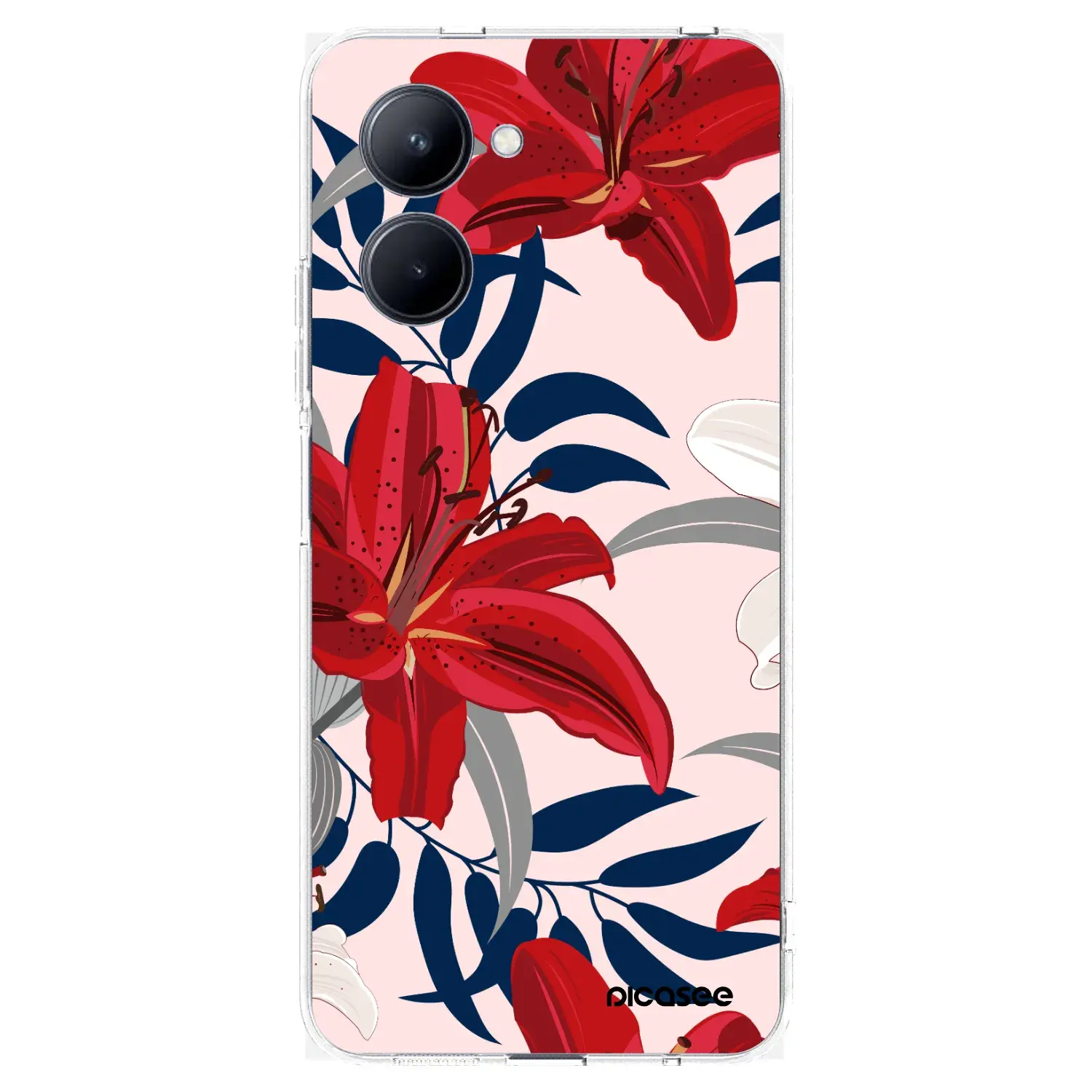 Silikonový průhledný obal pro Realme C33 (2023) - Red Lily