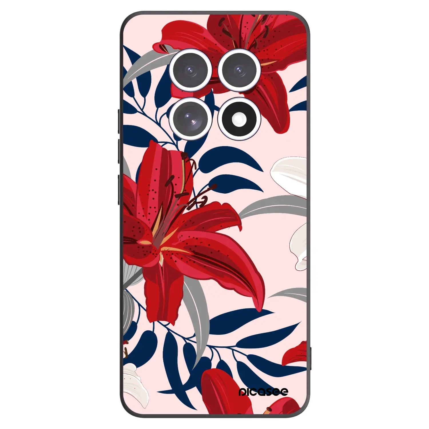 Silikonový černý obal pro Xiaomi Redmi Note 15 4G - Red Lily