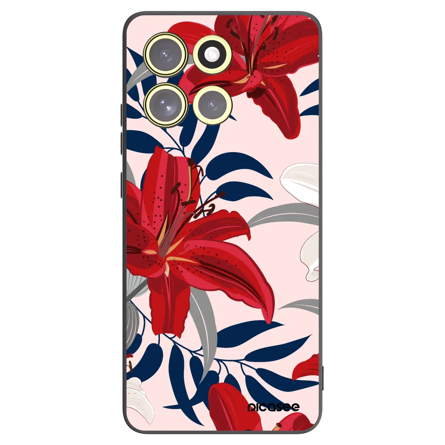 Silikonový černý obal pro Motorola Moto G86 Power 5G - Red Lily