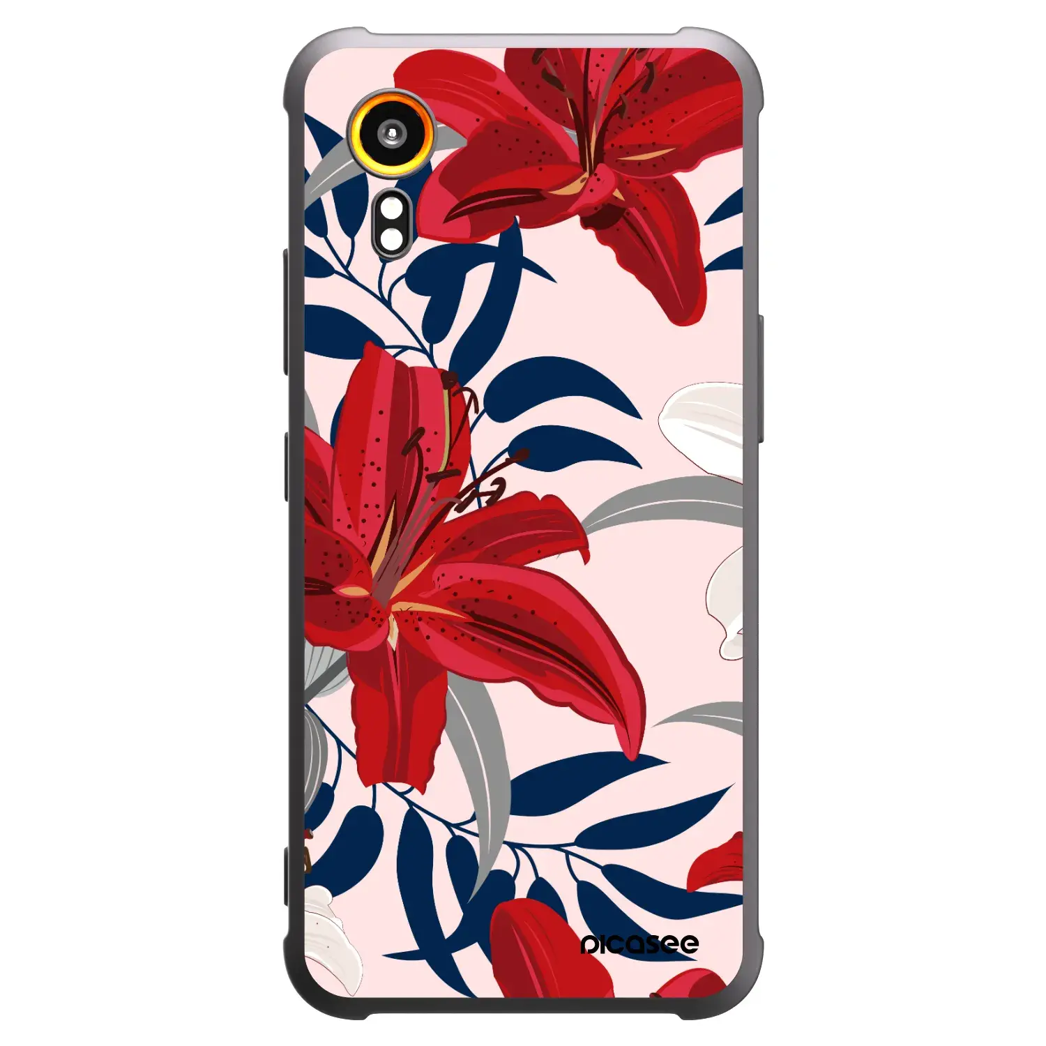 Silikonový černý obal pro Samsung Galaxy XCover 7 - Red Lily
