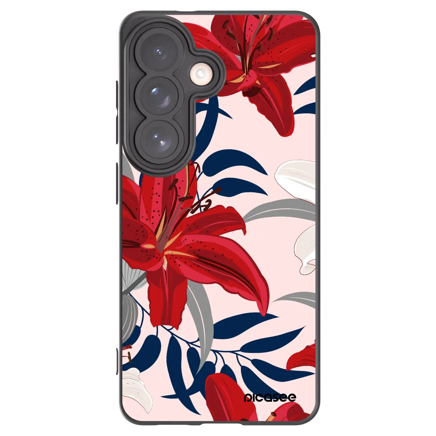 Silikonový černý obal pro Samsung Galaxy S26 - Red Lily